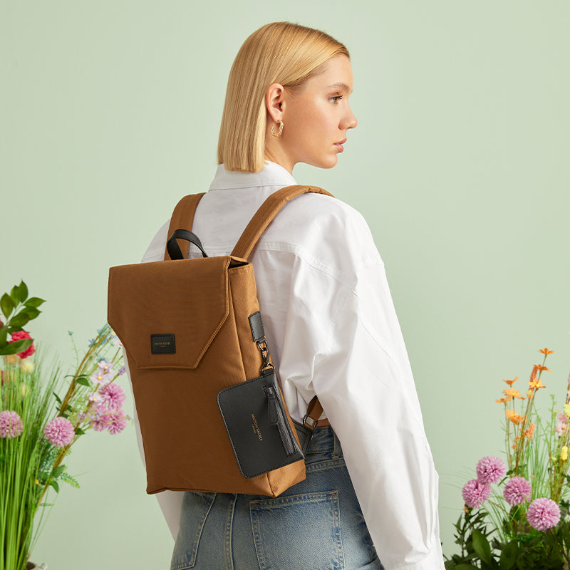Maison Sacrée-SORUNLU - Ferrat Golden Brown 13'' Backpack-Sırt Çantası-7-Milagron.com