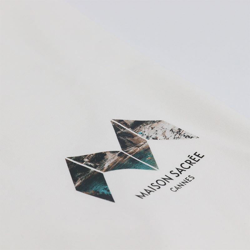 Maison Sacrée-à La Plage Beige Printed T Shirt-T-Shirts-4-Milagron.com