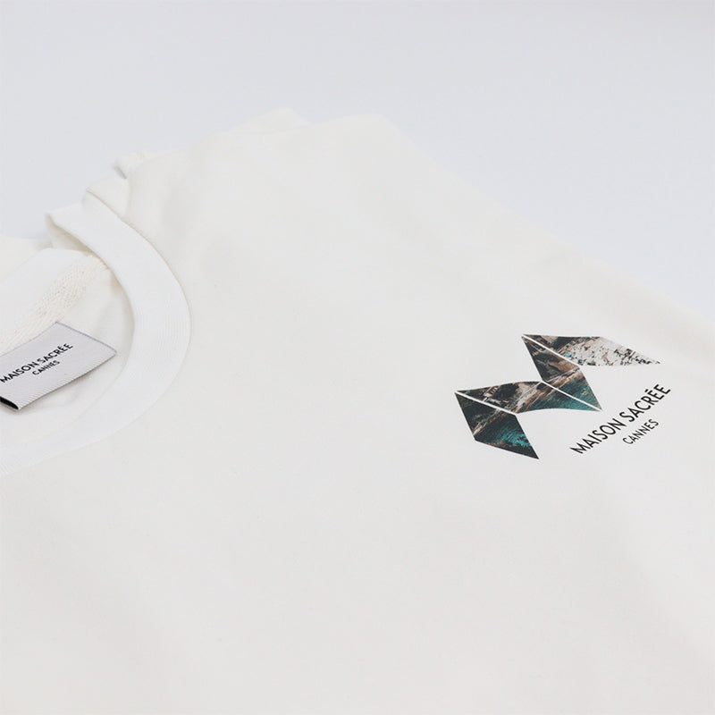 Maison Sacrée-à La Plage Beige Printed T Shirt-T-Shirts-5-Milagron.com