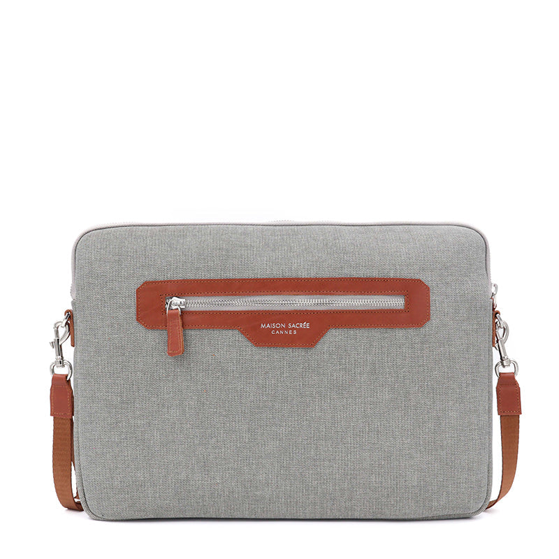 Maison Sacrée-èze Grey Canvas 15" 16" Laptop Sleeve-Laptop Çantası-1-Milagron.com