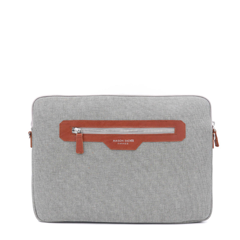 Maison Sacrée-èze Grey Canvas 15" 16" Laptop Sleeve-Laptop Çantası-2-Milagron.com