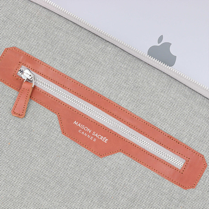 Maison Sacrée-èze Grey Canvas 15" 16" Laptop Sleeve-Laptop Çantası-4-Milagron.com