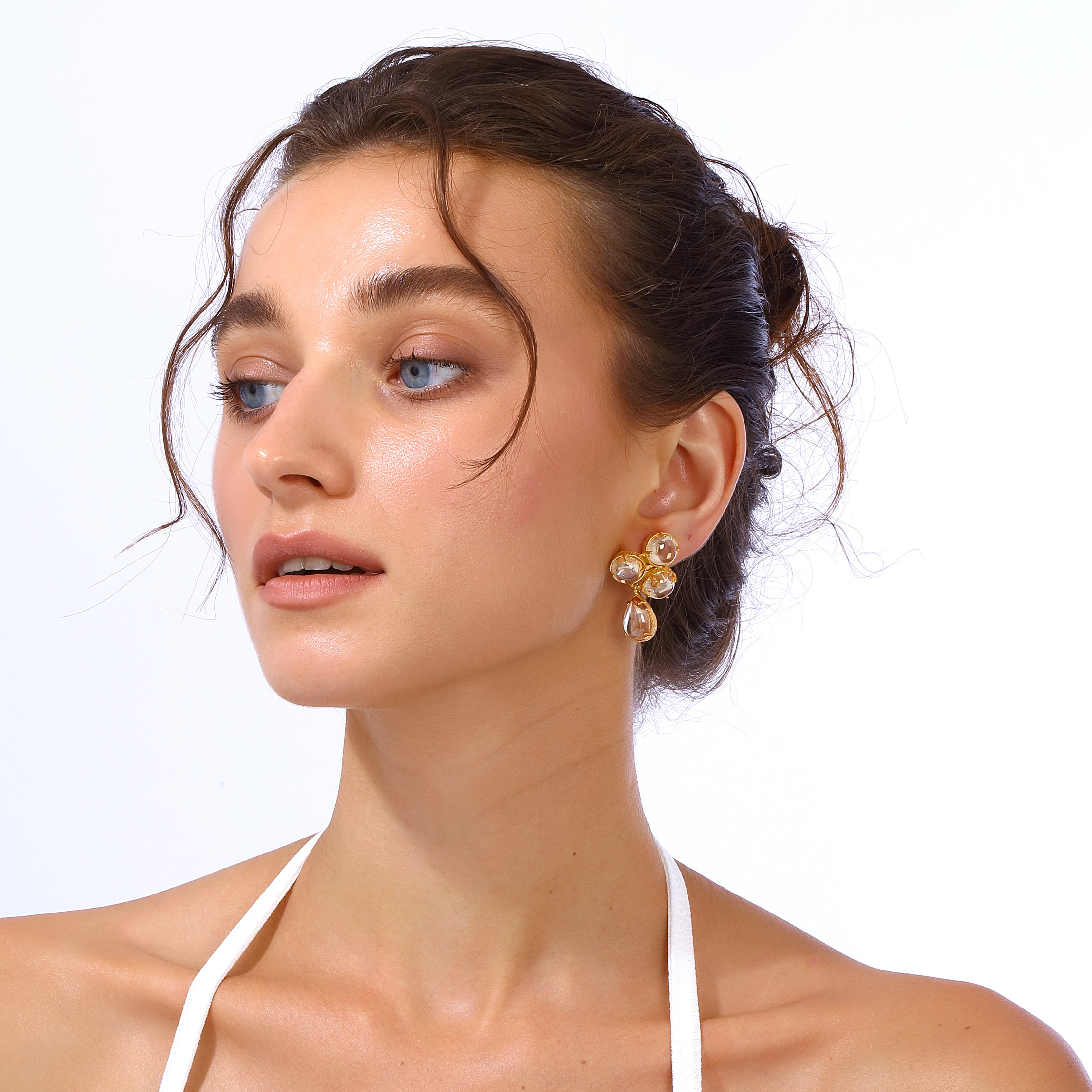 Maison Soula-Aqua Earrings Champagne-Earrings-4-Milagron.com