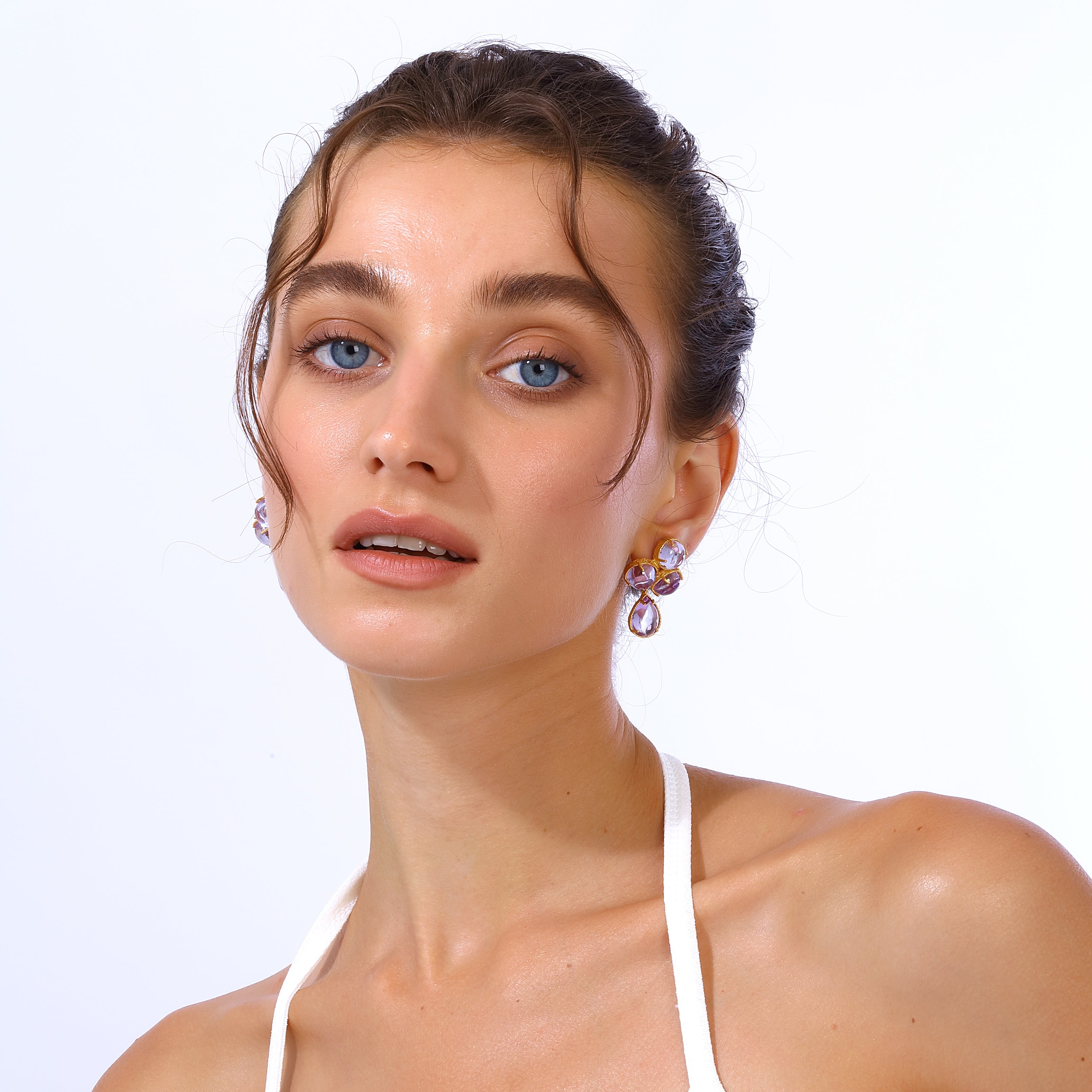 Maison Soula-Aqua Earrings Light Amethyst-Earrings-4-Milagron.com