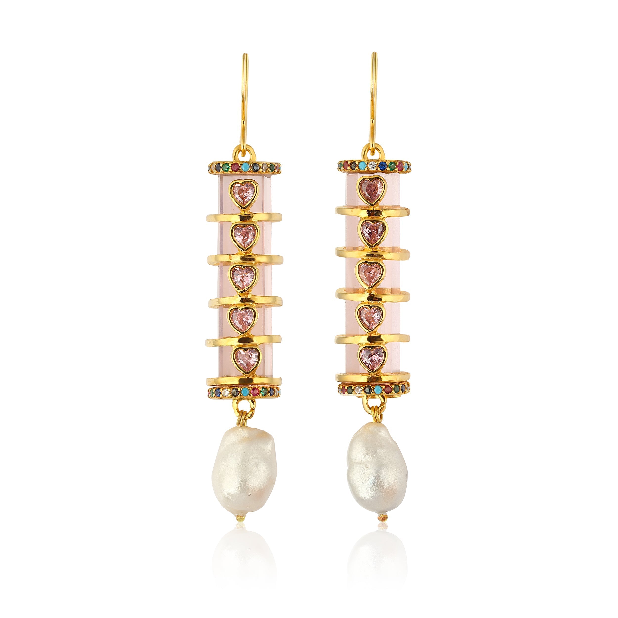 Maison Soula-Christa Earrings Rose Pink-Earrings-1-Milagron.com