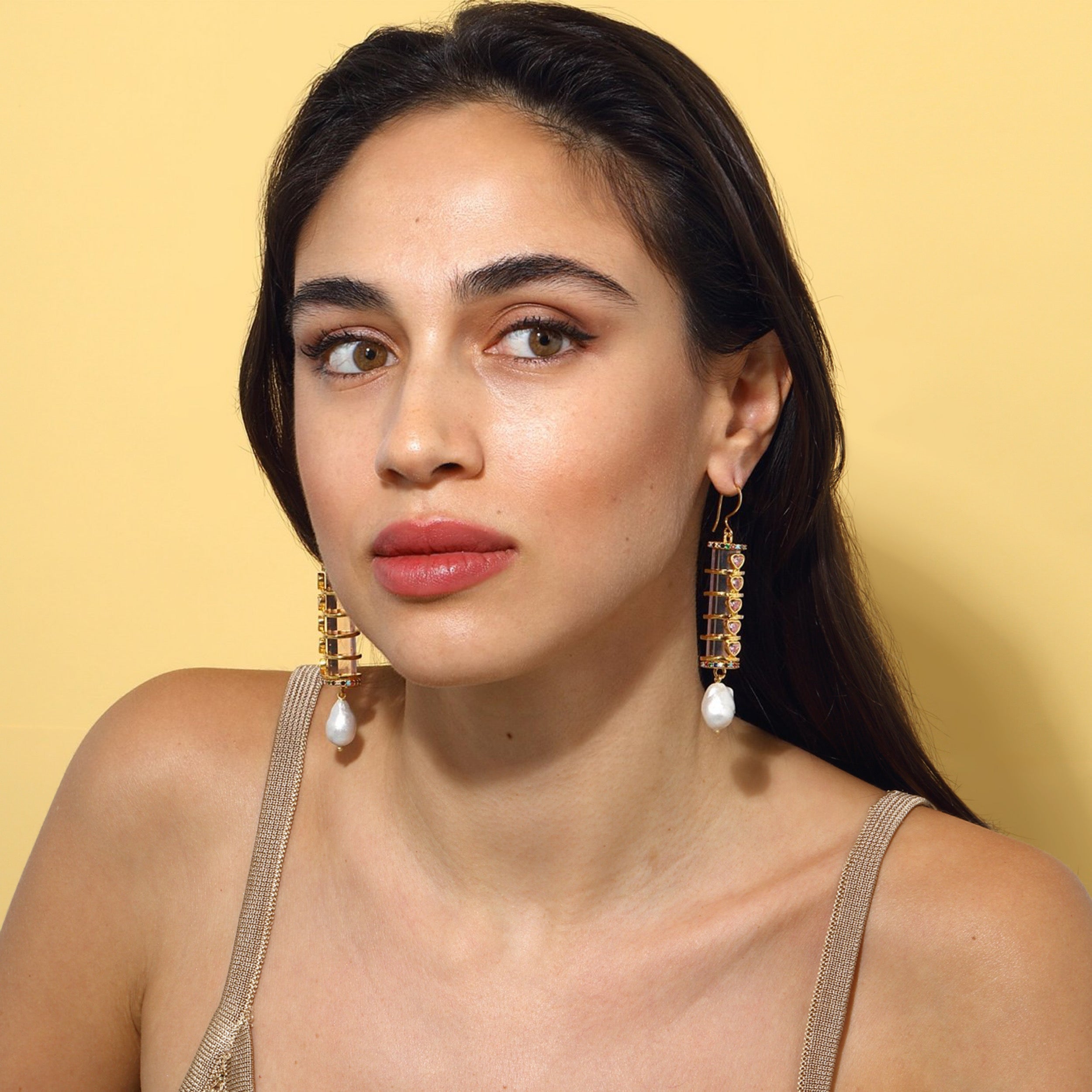 Maison Soula-Christa Earrings Rose Pink-Earrings-4-Milagron.com