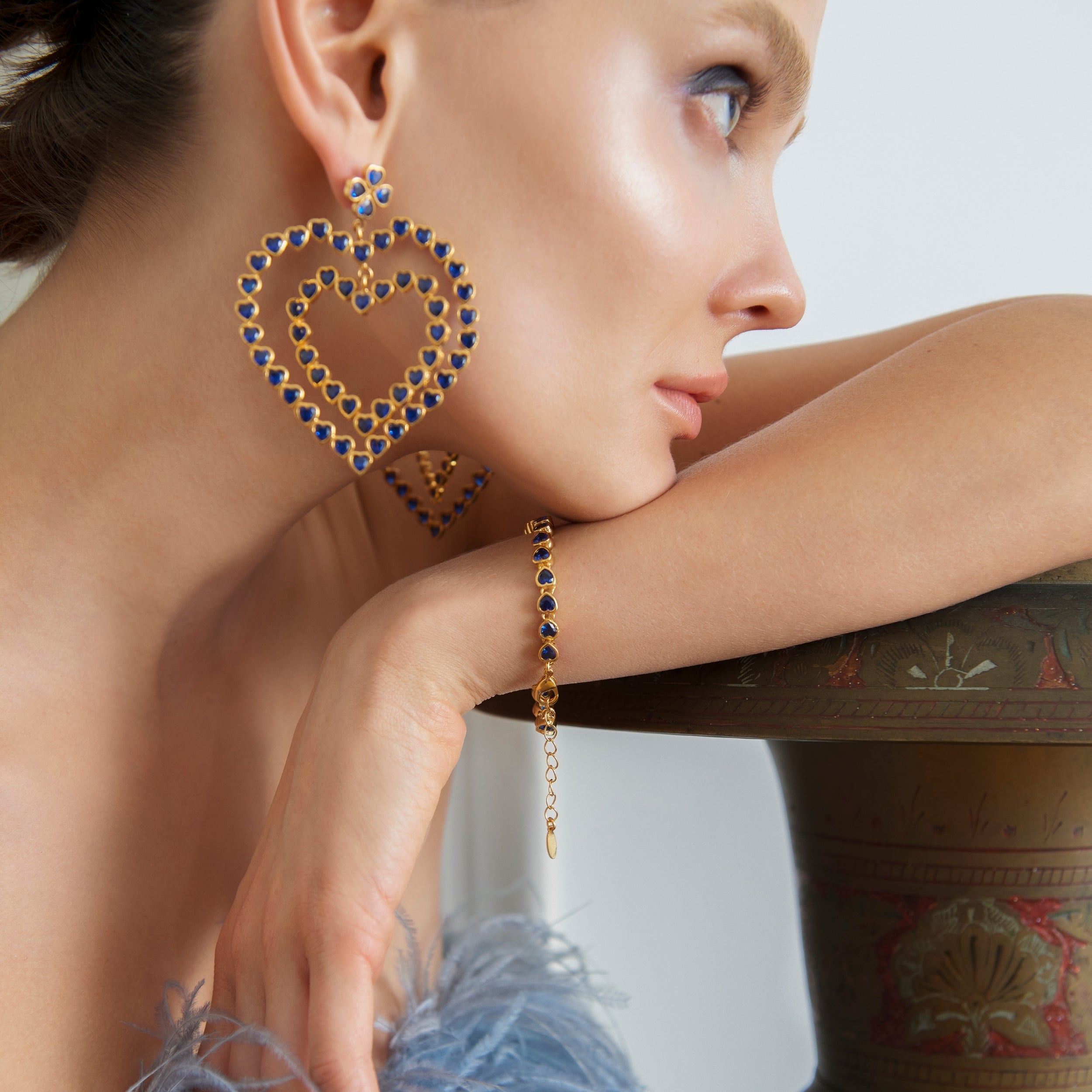 Maison Soula-Follow Your Heart Earrings Dark Blue-Earrings-2-Milagron.com