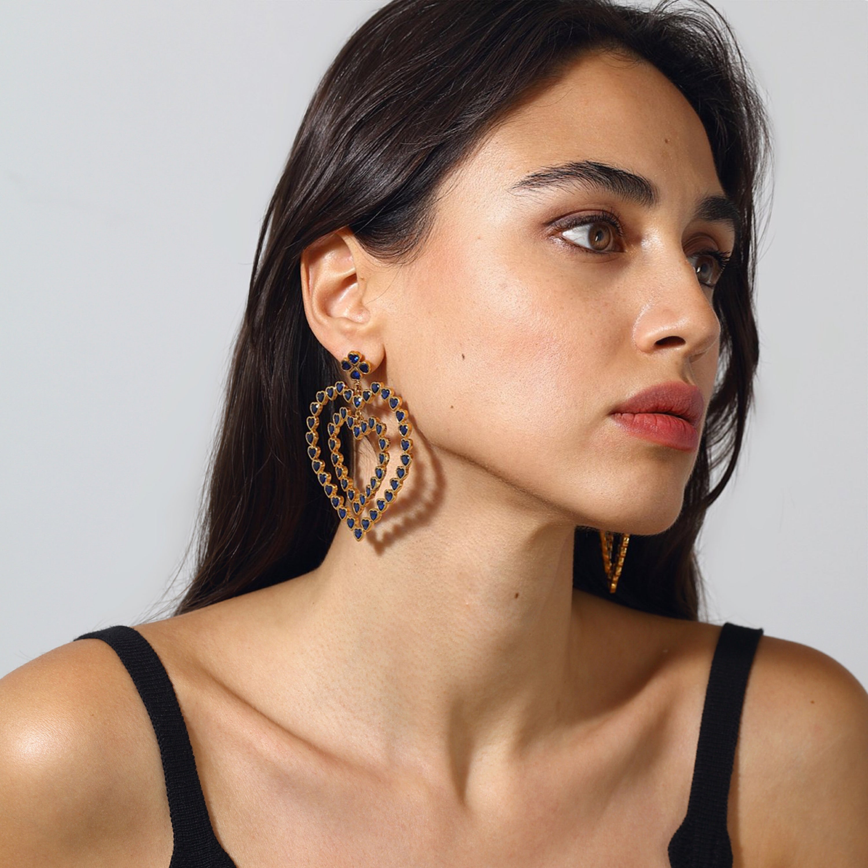 Maison Soula-Follow Your Heart Earrings Dark Blue-Earrings-3-Milagron.com