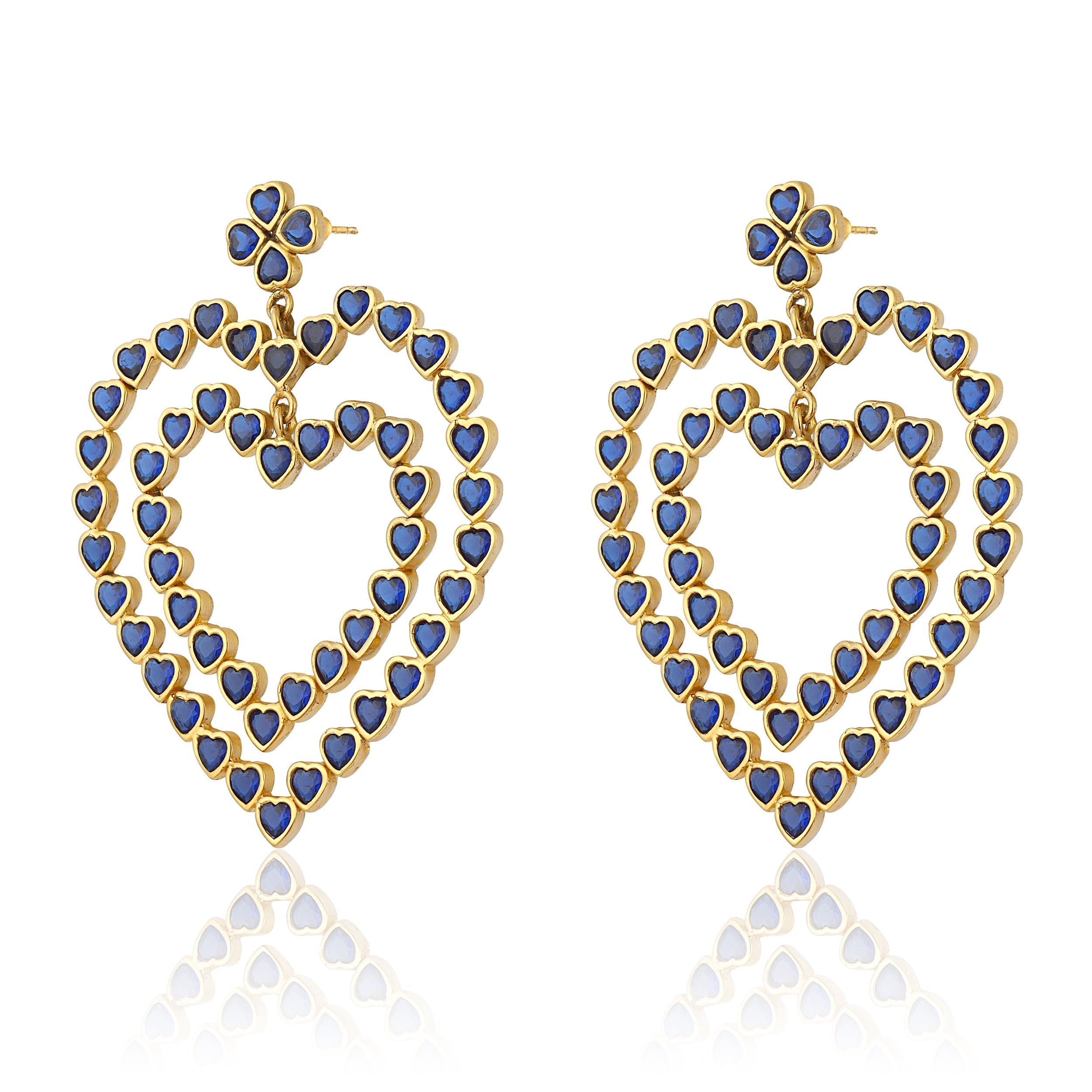 Maison Soula-Follow Your Heart Earrings Dark Blue-Earrings-4-Milagron.com