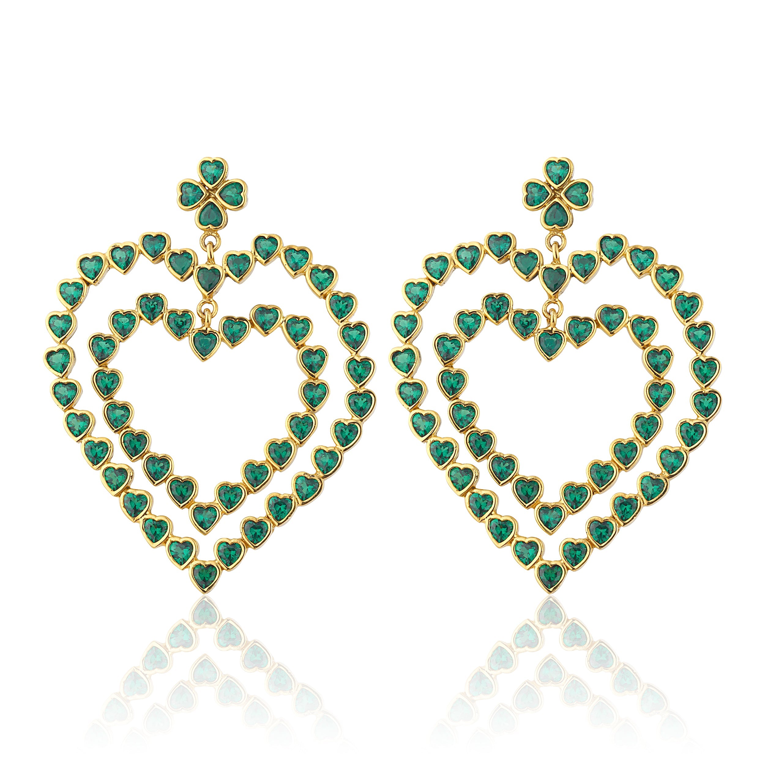 Maison Soula-Follow Your Heart Earrings Emerald Green-Earrings-1-Milagron.com