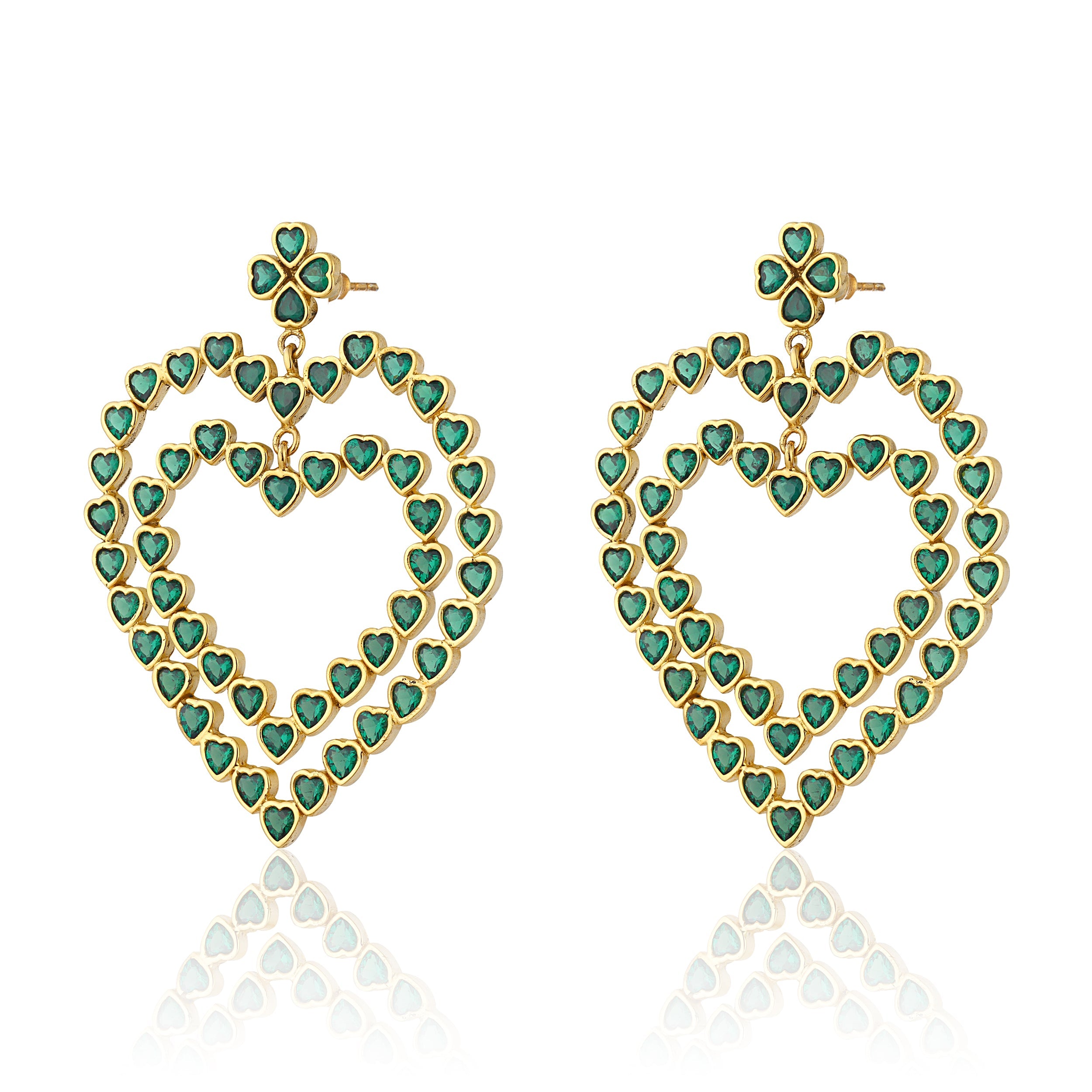 Maison Soula-Follow Your Heart Earrings Emerald Green-Earrings-3-Milagron.com
