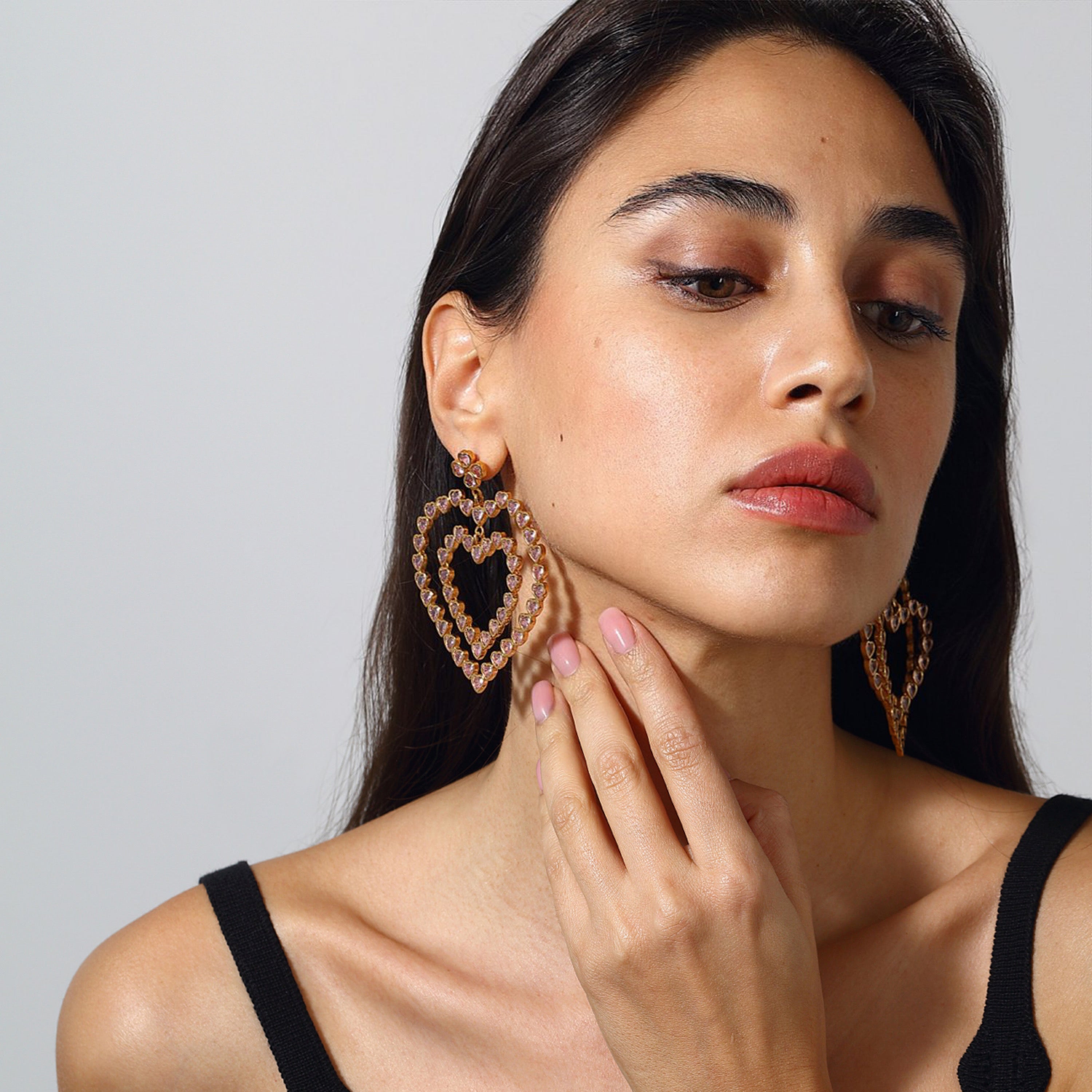 Maison Soula-Follow Your Heart Earrings Rose Pink-Earrings-5-Milagron.com