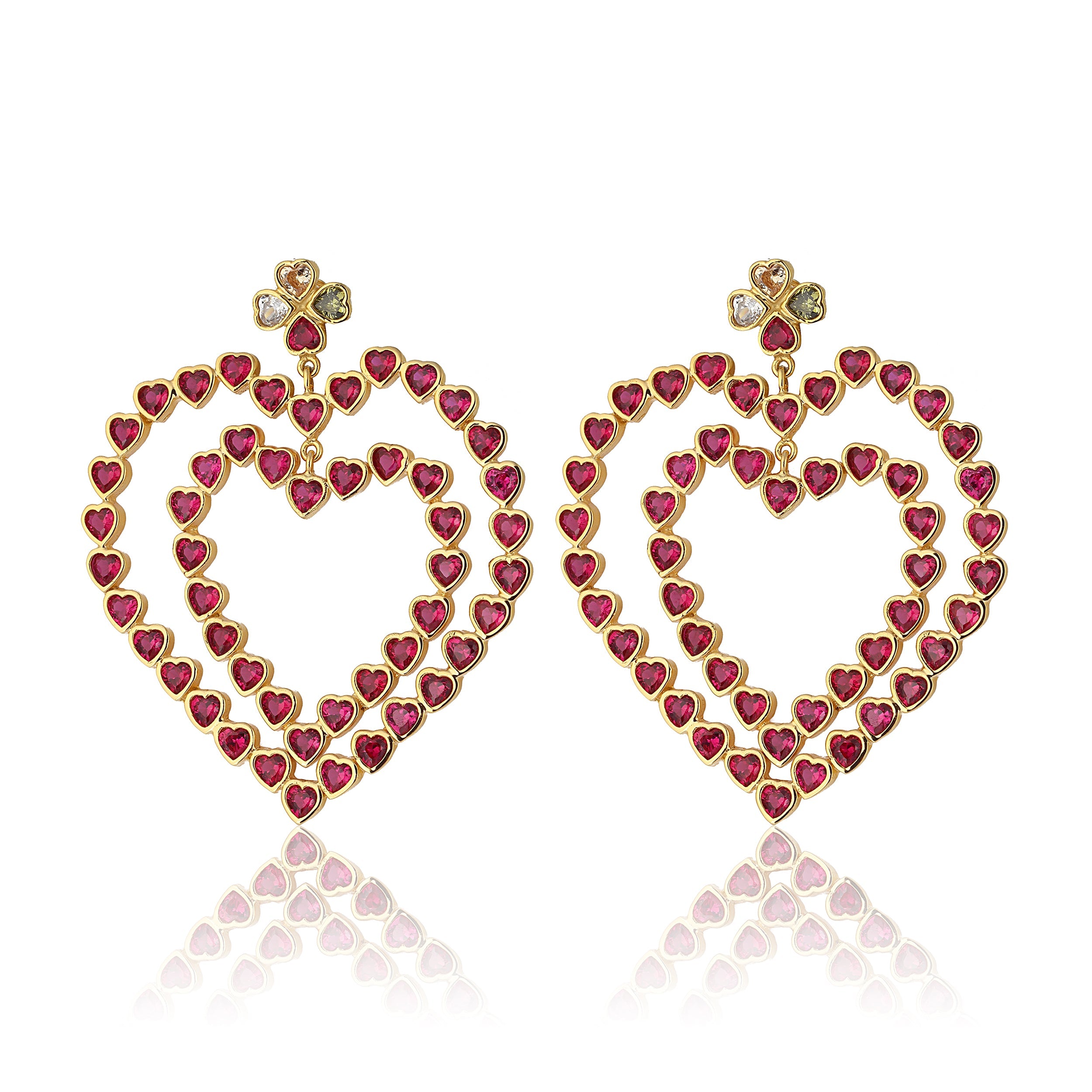 Maison Soula-Follow Your Heart Earrings Vibrant Pink-Earrings-1-Milagron.com