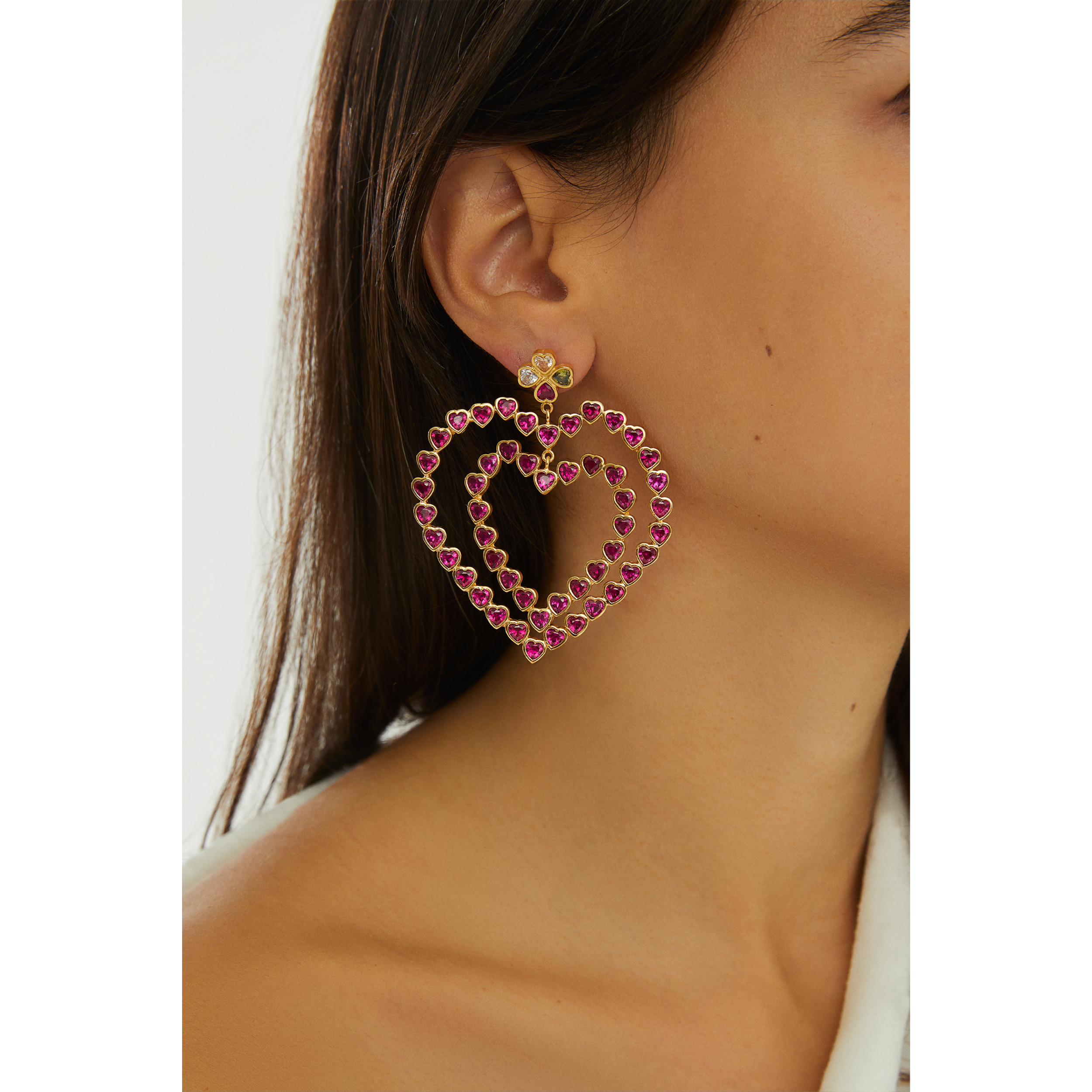 Maison Soula-Follow Your Heart Earrings Vibrant Pink-Earrings-2-Milagron.com