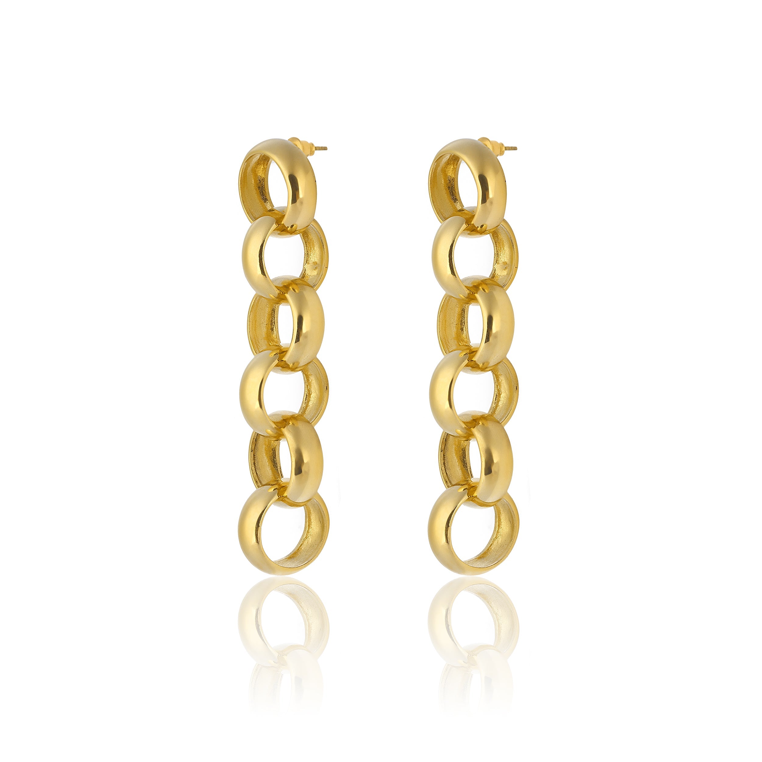 Maison Soula-Gaia Chain Drop Earrings Large Chains-Earrings-3-Milagron.com