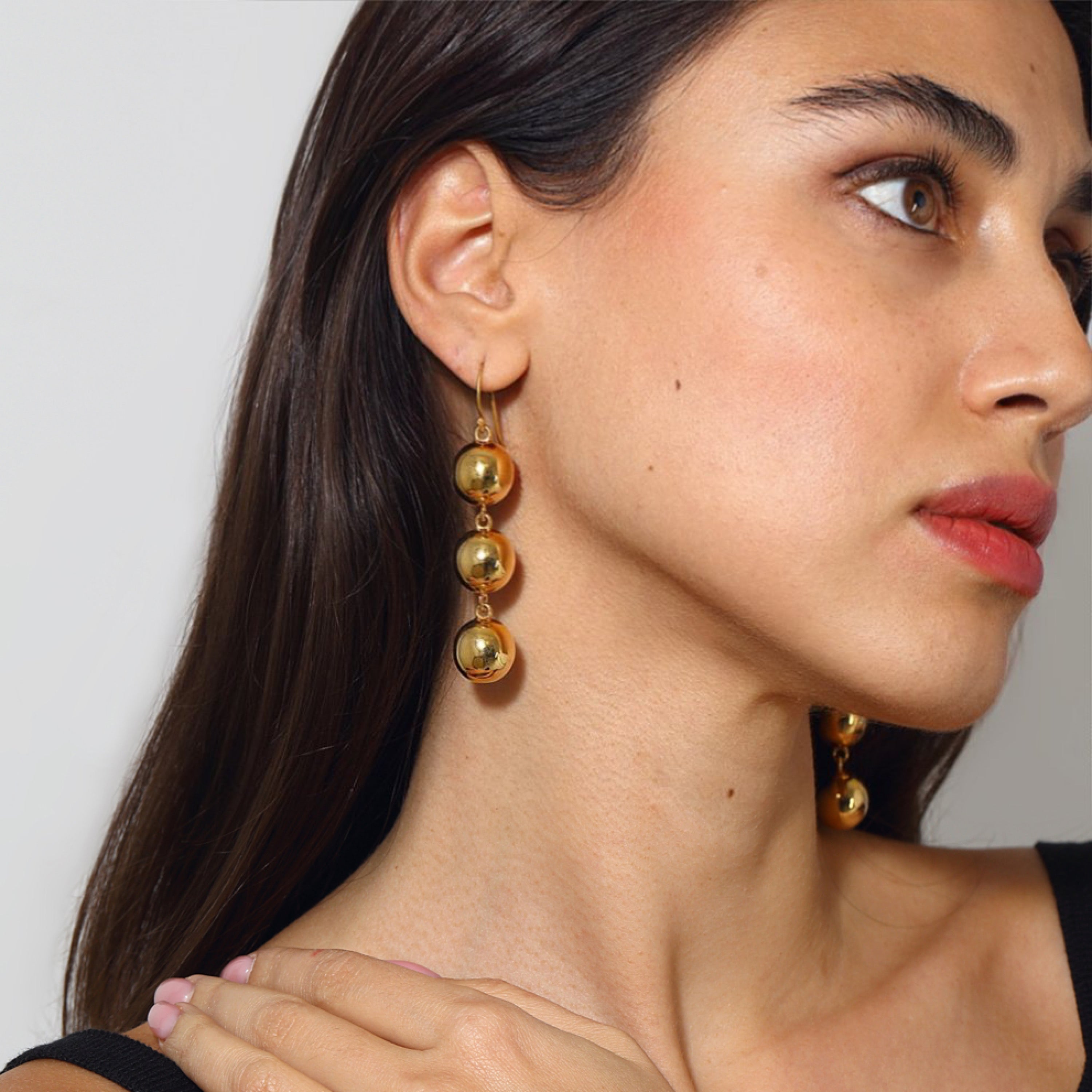 Maison Soula-Luna Ball Drop Earrings Small Size Balls-Earrings-2-Milagron.com