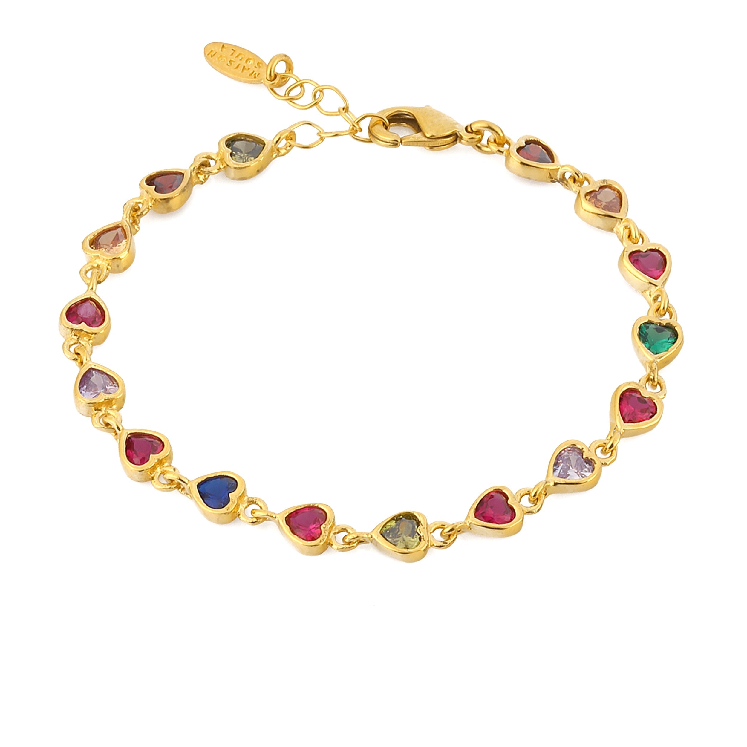 Maison Soula-Many Tiny Hearts Tennis Bracelet Version 2 Multicolor-Bracelet-1-Milagron.com