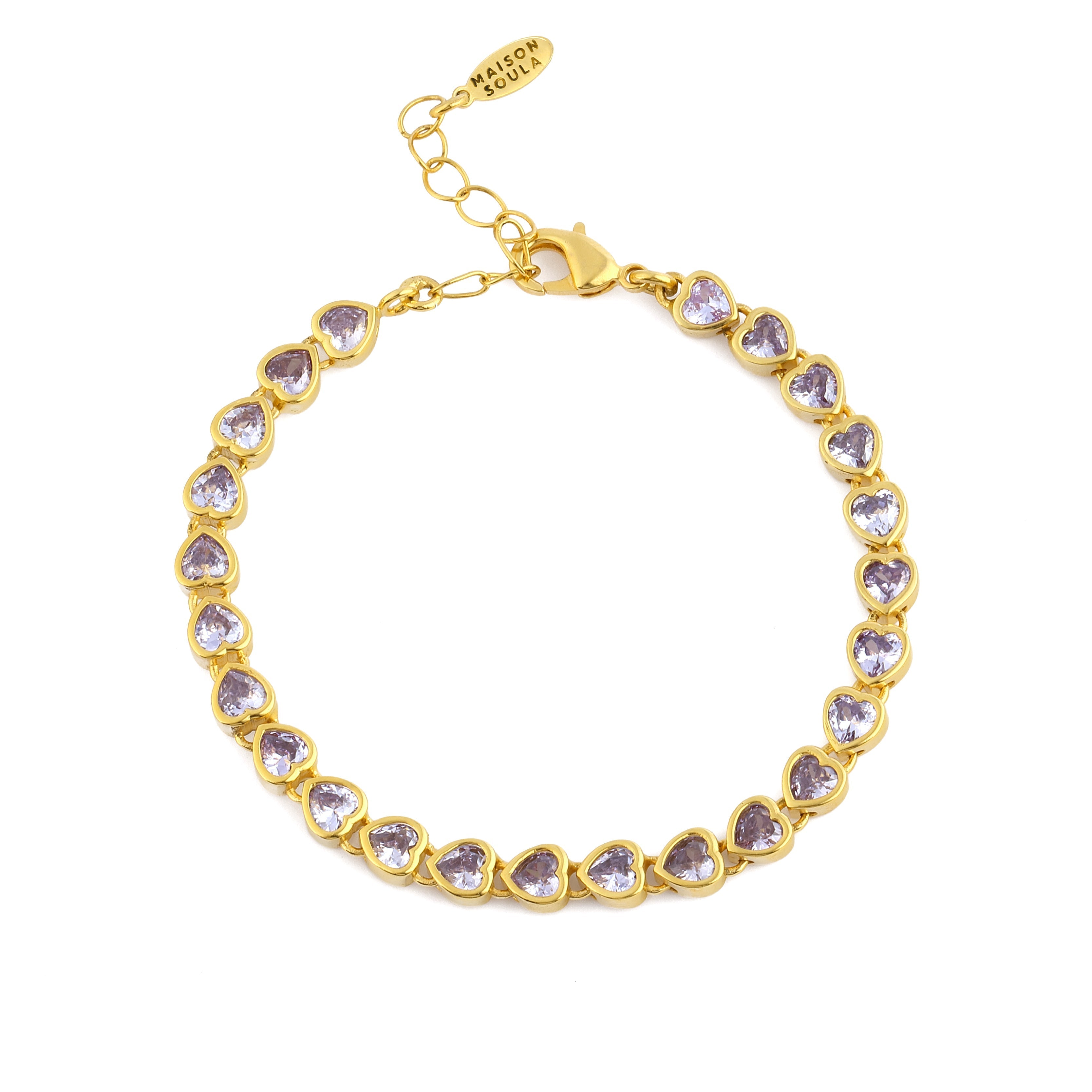 Maison Soula-Many Tiny Hearts Tennis Bracelet Violet-Bracelet-1-Milagron.com