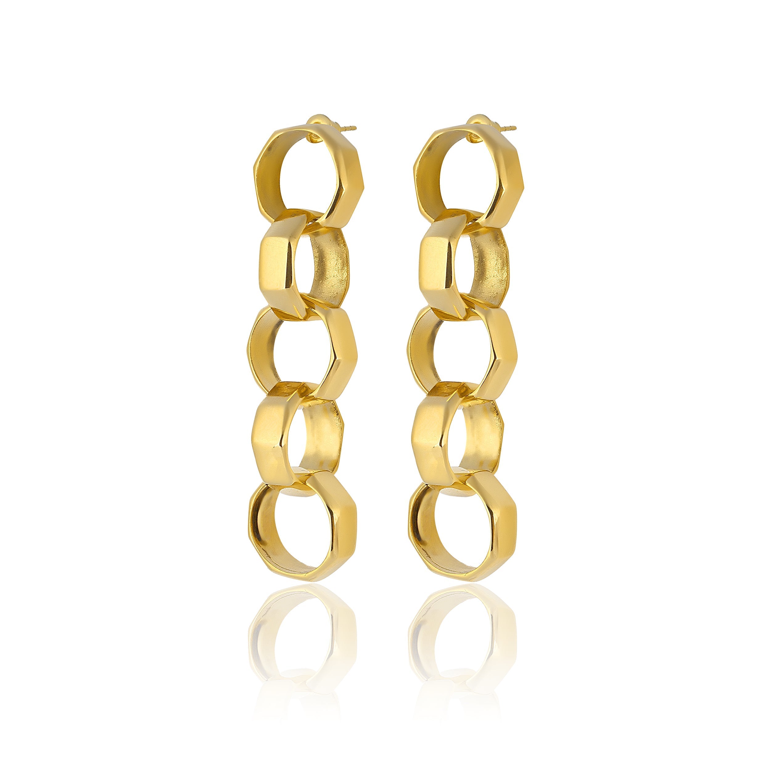Maison Soula-Octagon Chain Drop Earrings-Earrings-3-Milagron.com