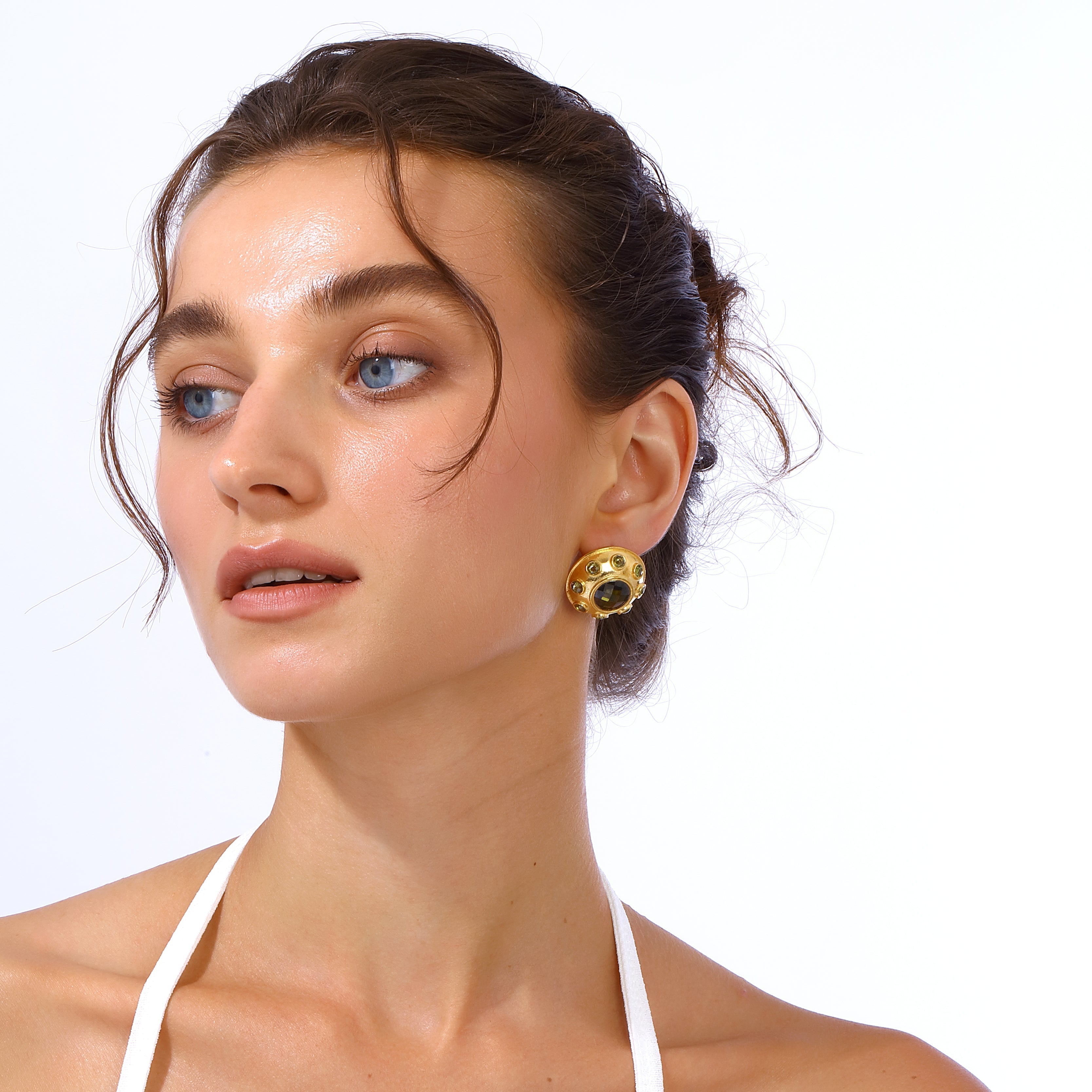 Maison Soula-Olympia Earrings Olive Green-Earrings-2-Milagron.com