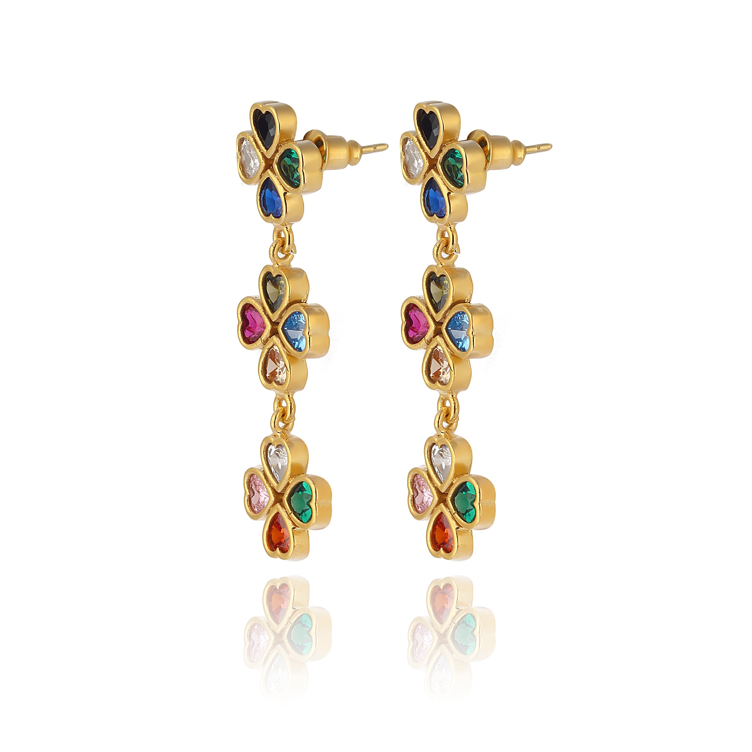 Maison Soula-Clover Trio Drop Earrings-Earrings-3-Milagron.com