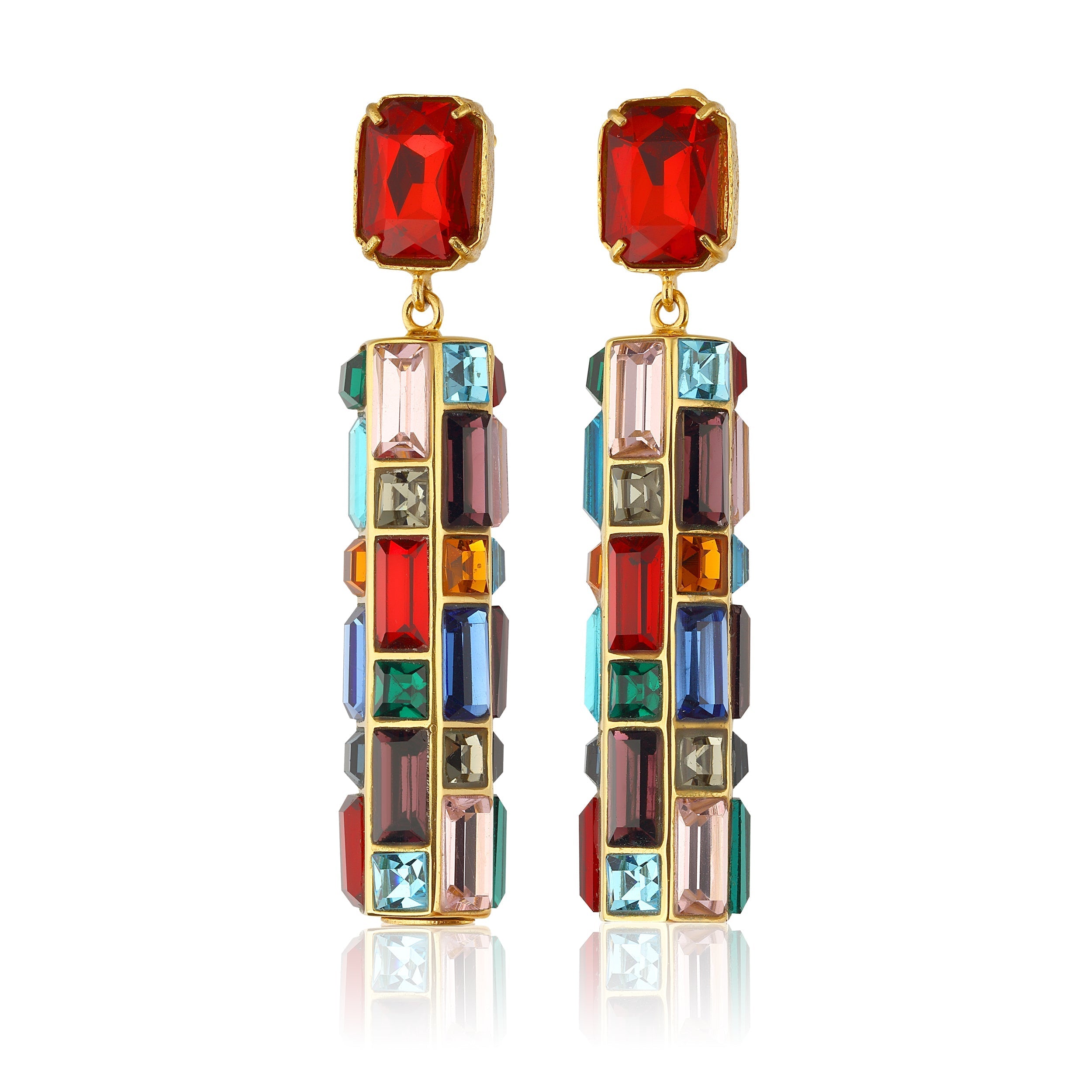 Maison Soula-Gloria Earrings Emerald Red-Earrings-1-Milagron.com