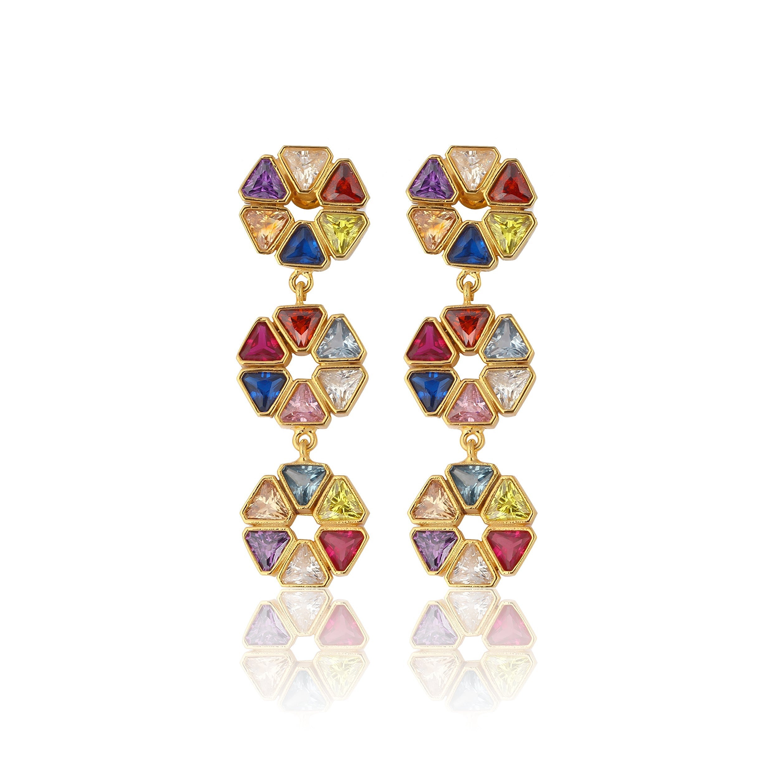 Maison Soula-Trio Wheel Of Fortune Earrings-Earrings-1-Milagron.com