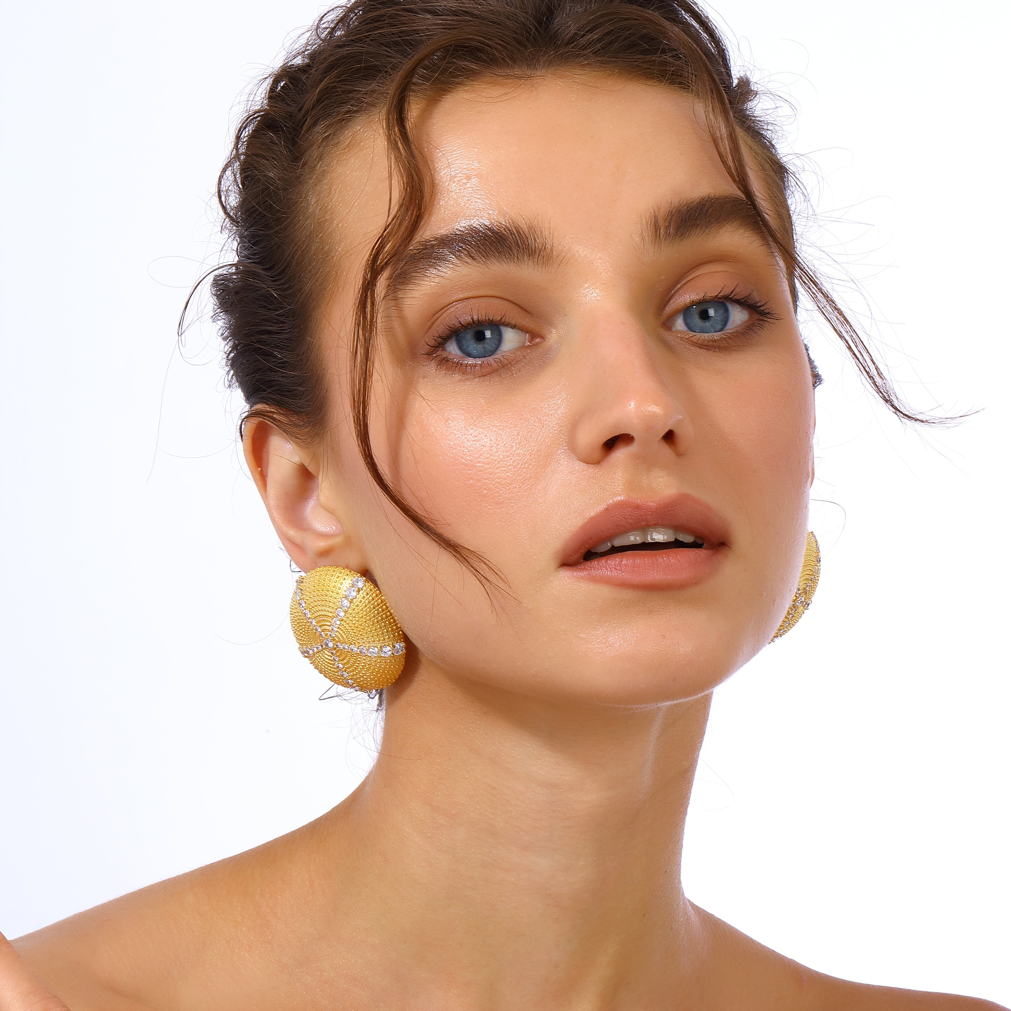 Maison Soula-Sea Urchin Earrings Clear-Earrings-5-Milagron.com