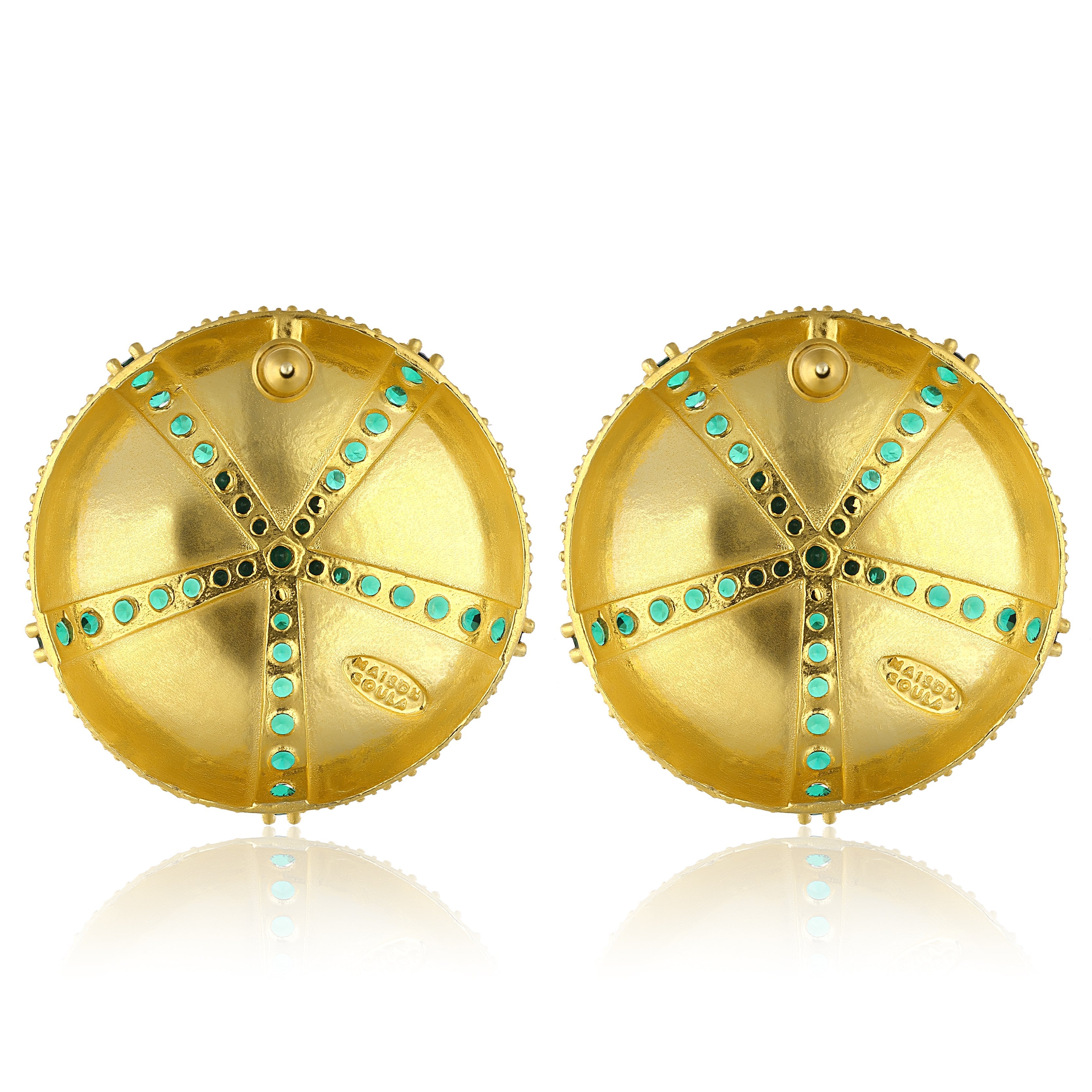 Maison Soula-Sea Urchin Earrings Emerald Green-Earrings-3-Milagron.com