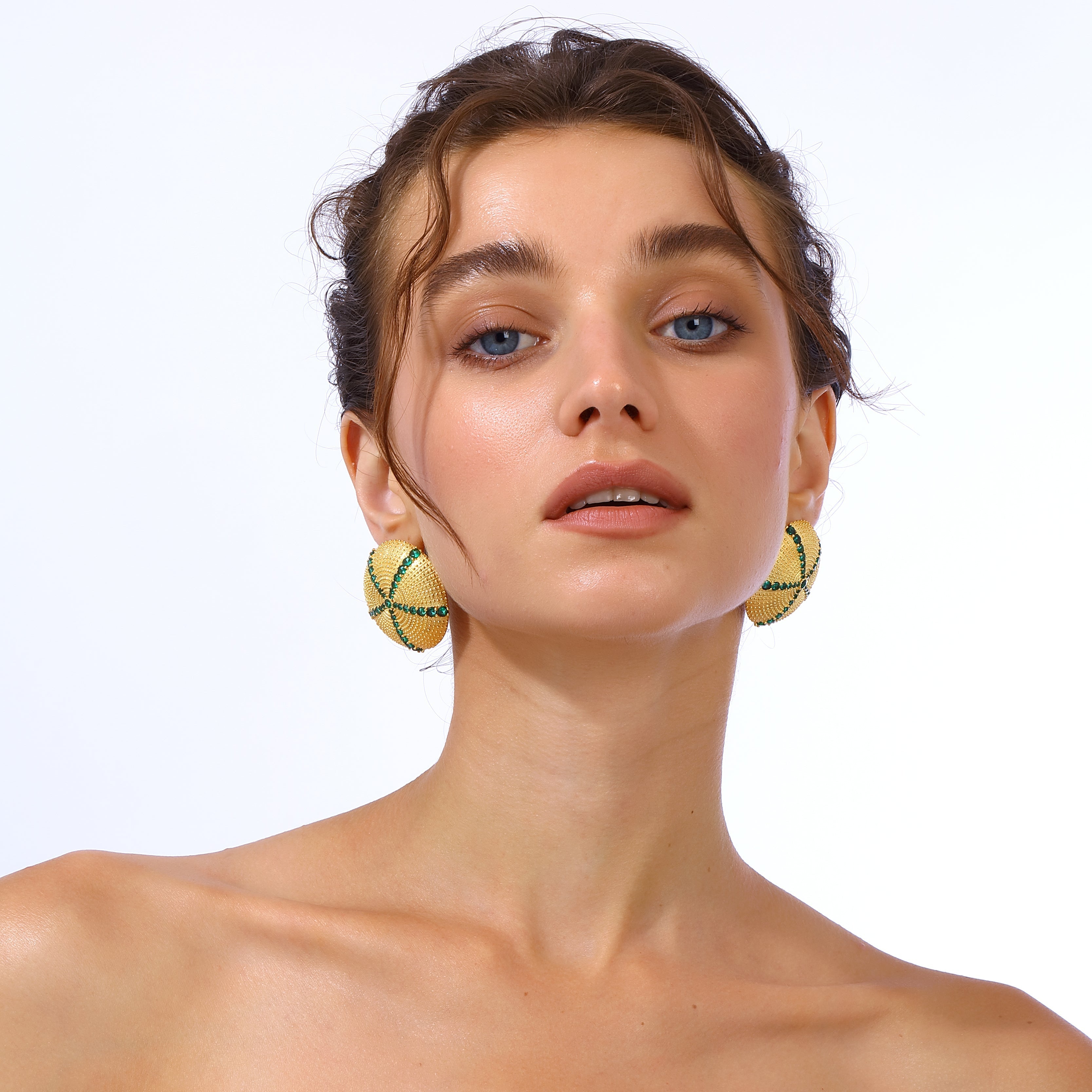 Maison Soula-Sea Urchin Earrings Emerald Green-Earrings-4-Milagron.com