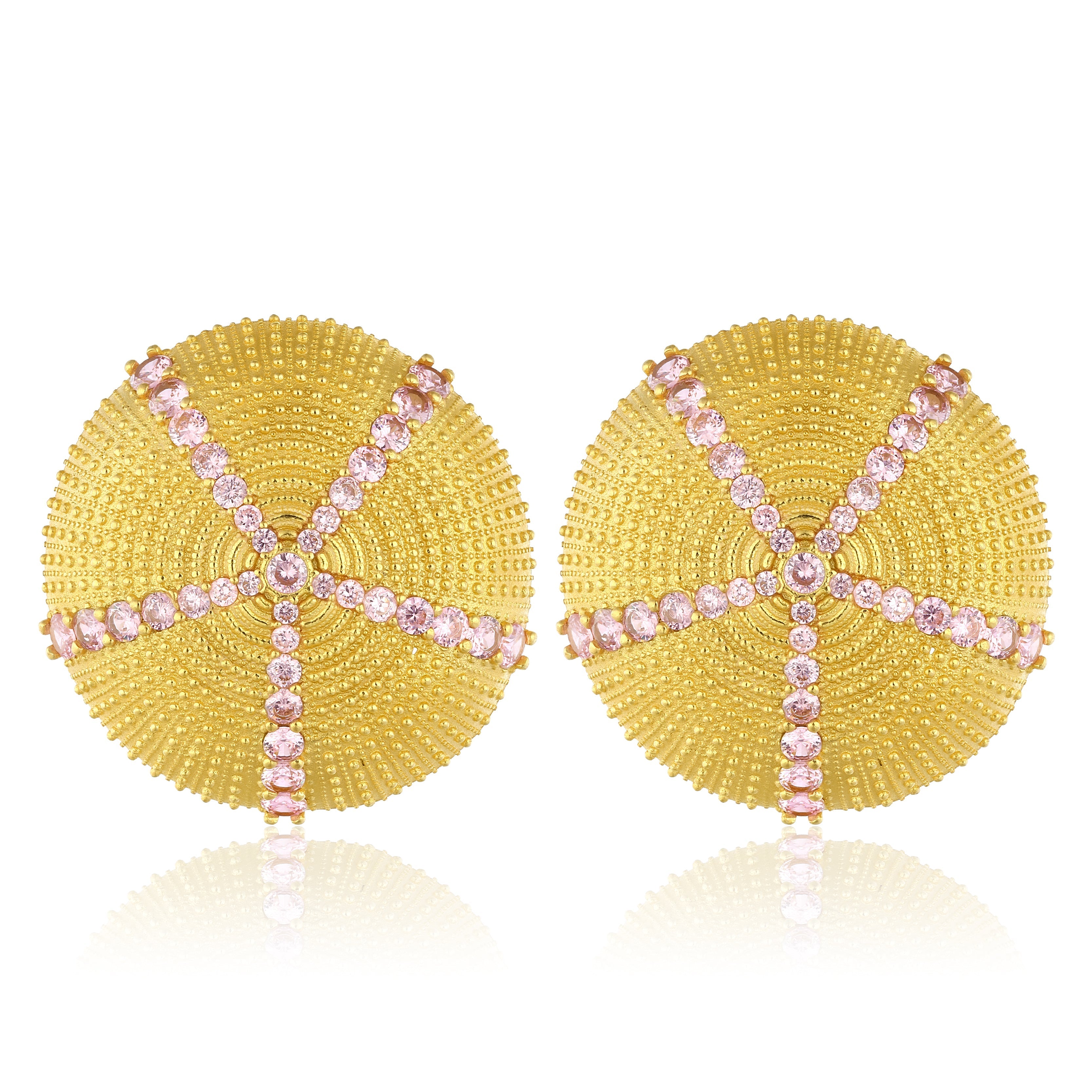 Maison Soula-Sea Urchin Earrings Rose Pink-Earrings-1-Milagron.com