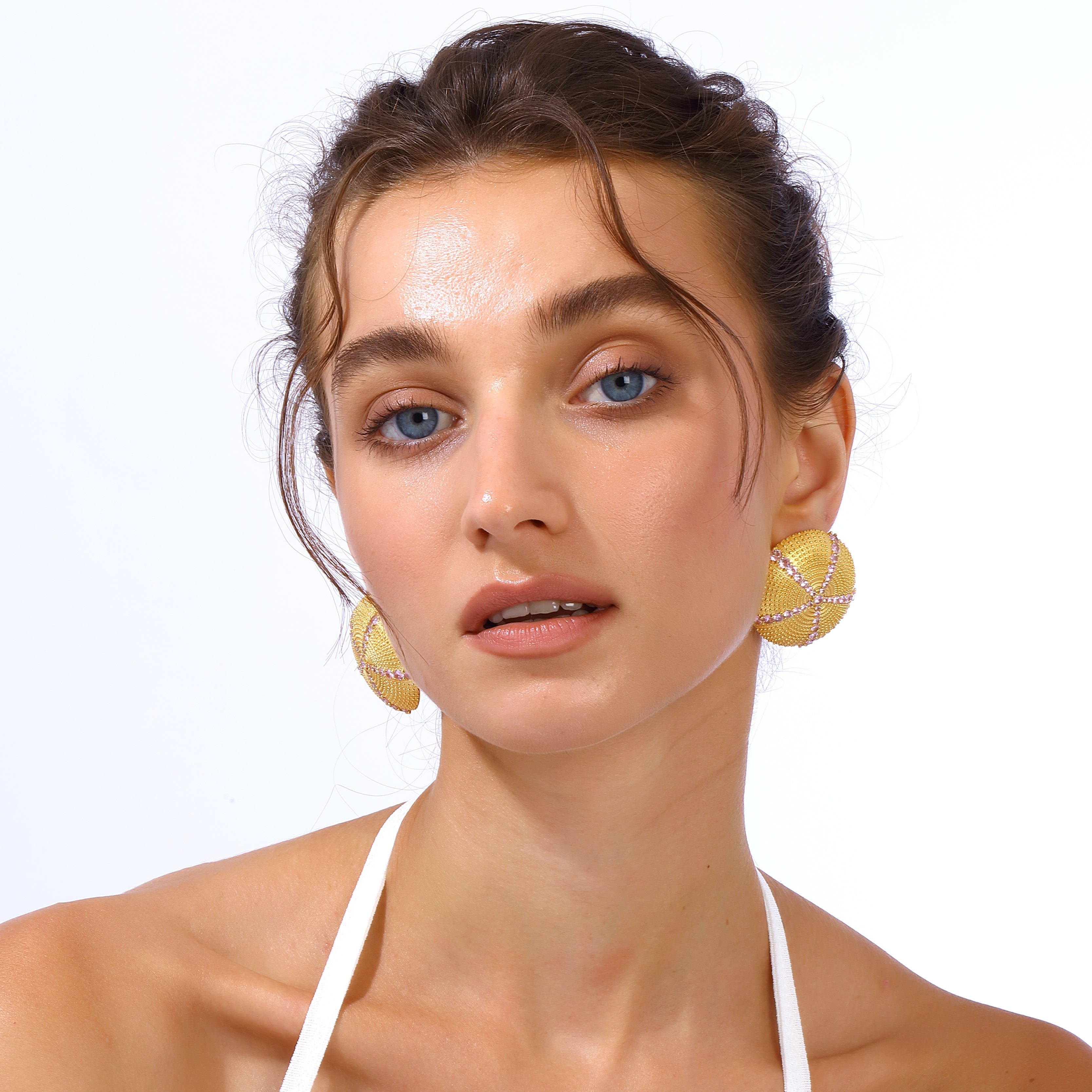 Maison Soula-Sea Urchin Earrings Rose Pink-Earrings-2-Milagron.com