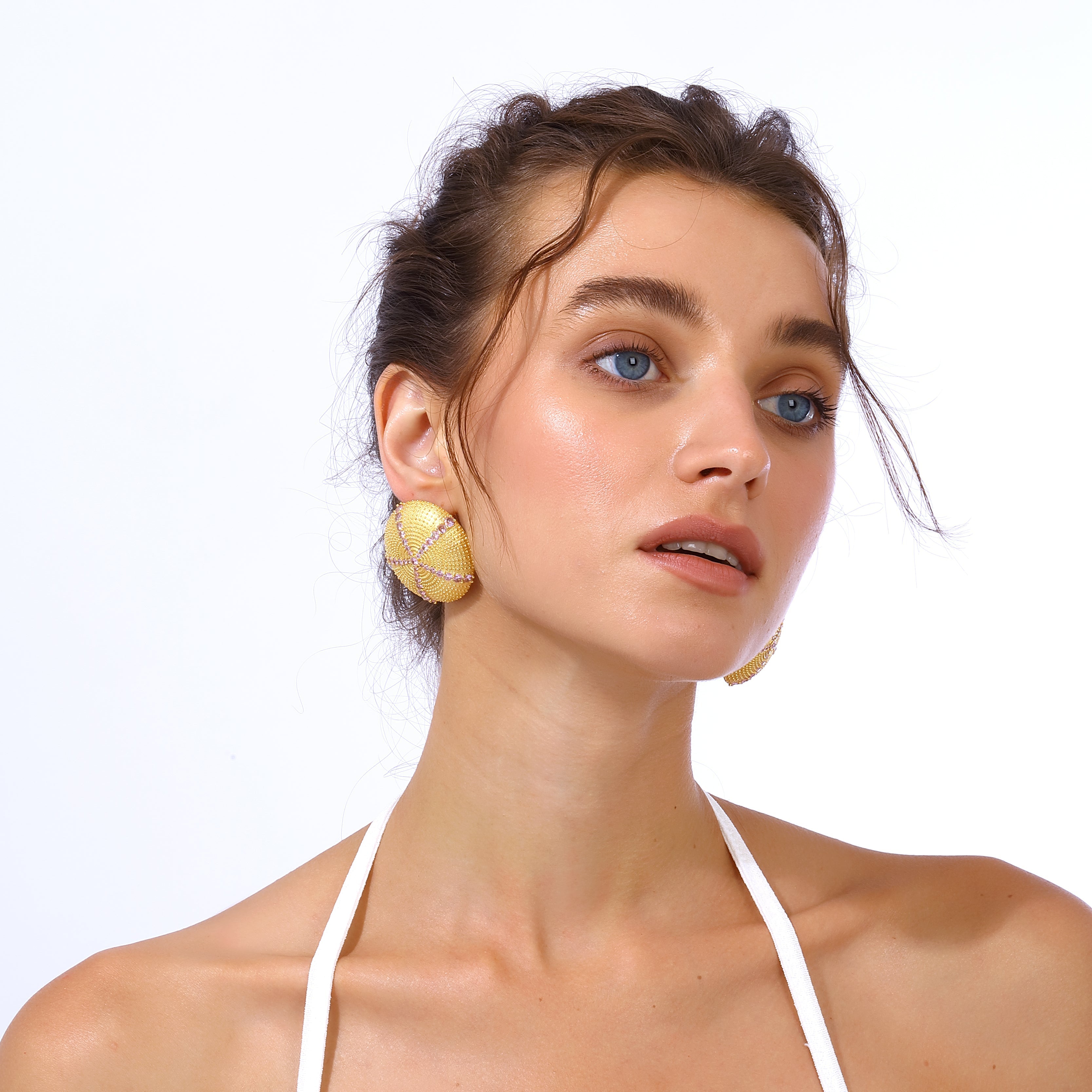 Maison Soula-Sea Urchin Earrings Rose Pink-Earrings-4-Milagron.com