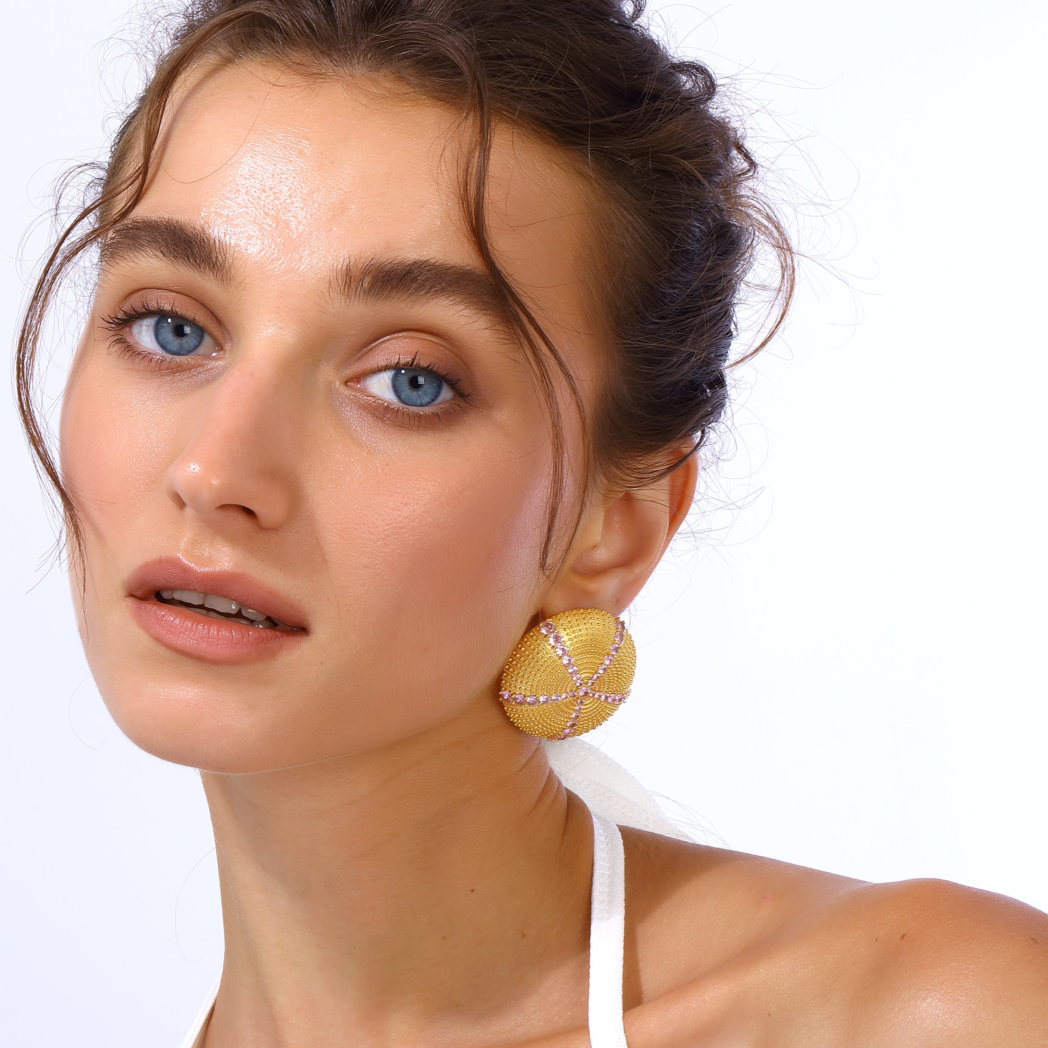 Maison Soula-Sea Urchin Earrings Rose Pink-Earrings-5-Milagron.com