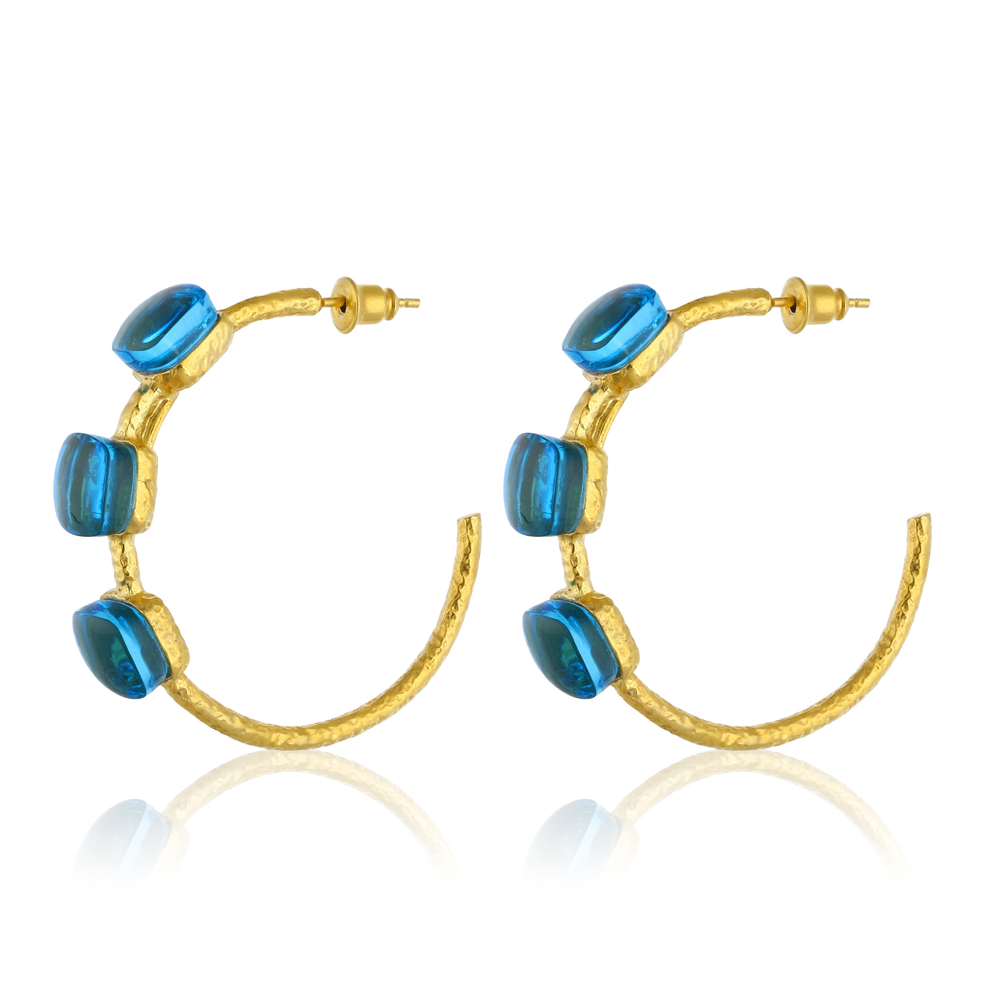 Maison Soula-Siena Hoop Earrings Aquamarine Blue-Earrings-1-Milagron.com
