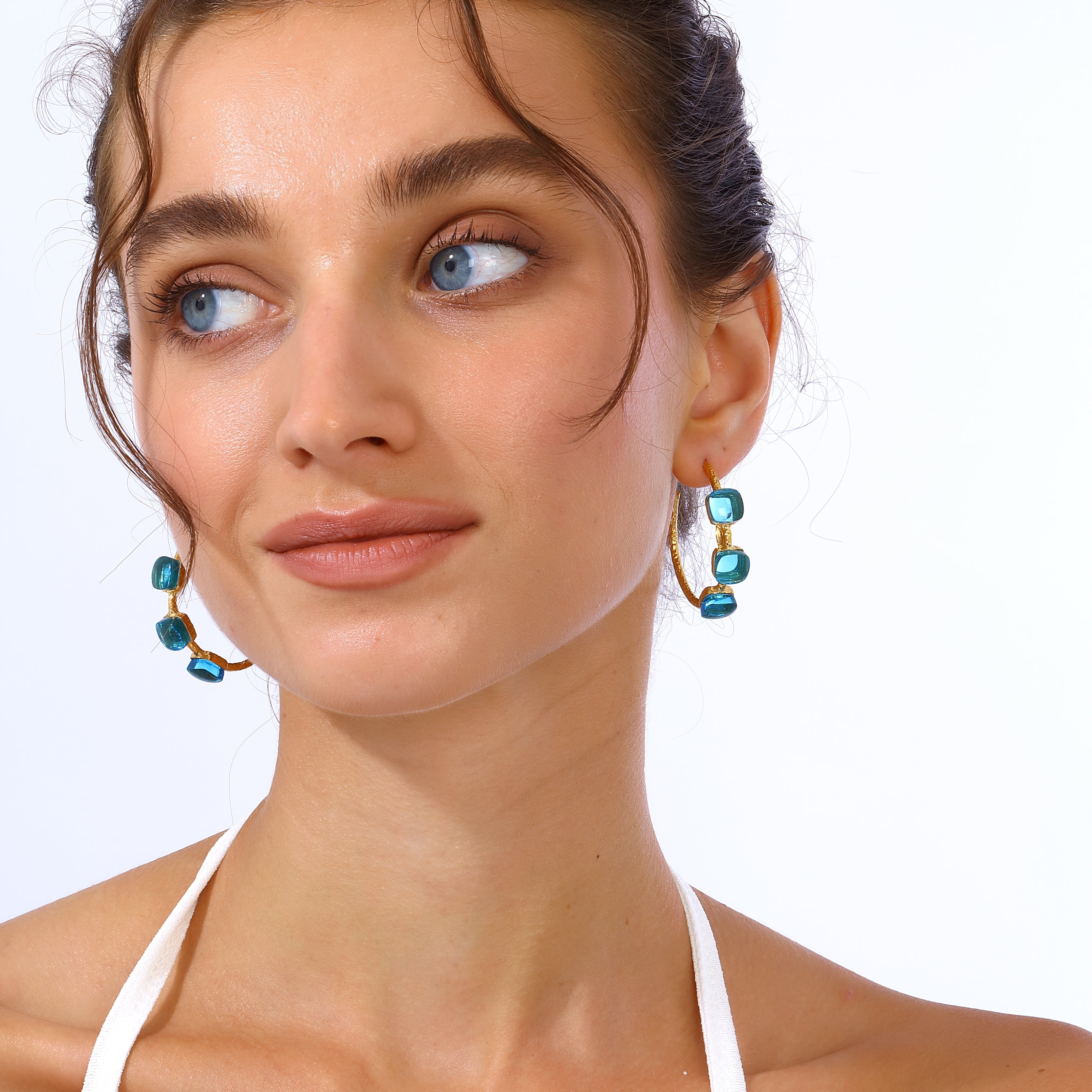 Maison Soula-Siena Hoop Earrings Aquamarine Blue-Earrings-2-Milagron.com