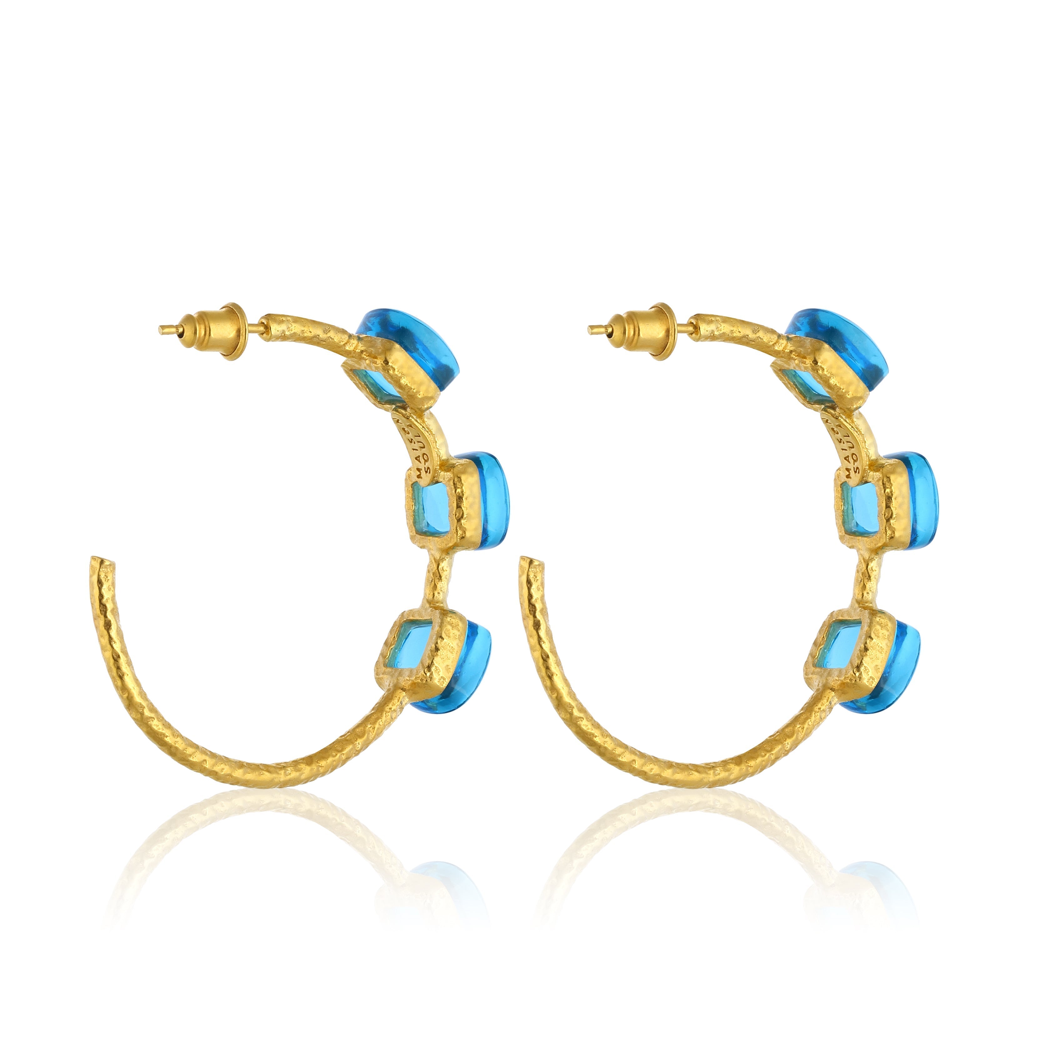 Maison Soula-Siena Hoop Earrings Aquamarine Blue-Earrings-4-Milagron.com