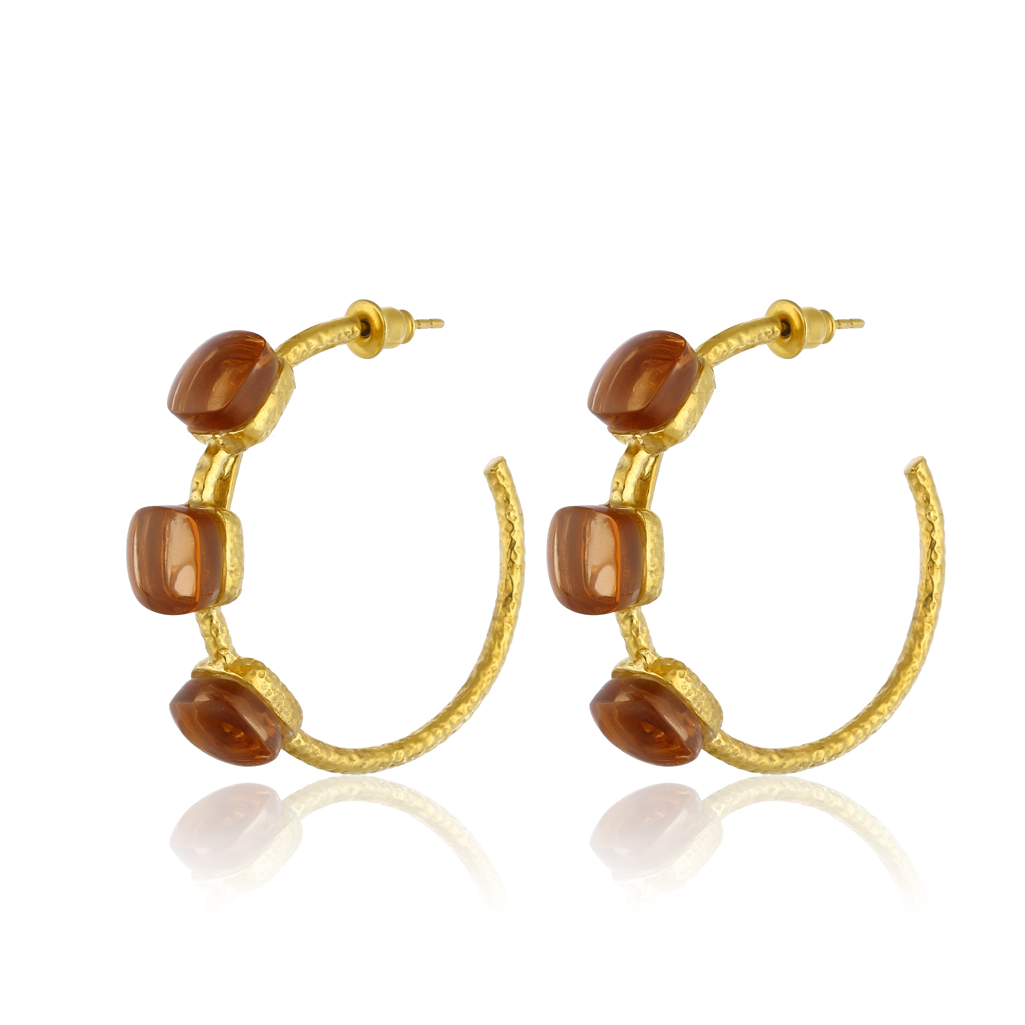 Maison Soula-Siena Hoop Earrings Coral Gold-Earrings-1-Milagron.com