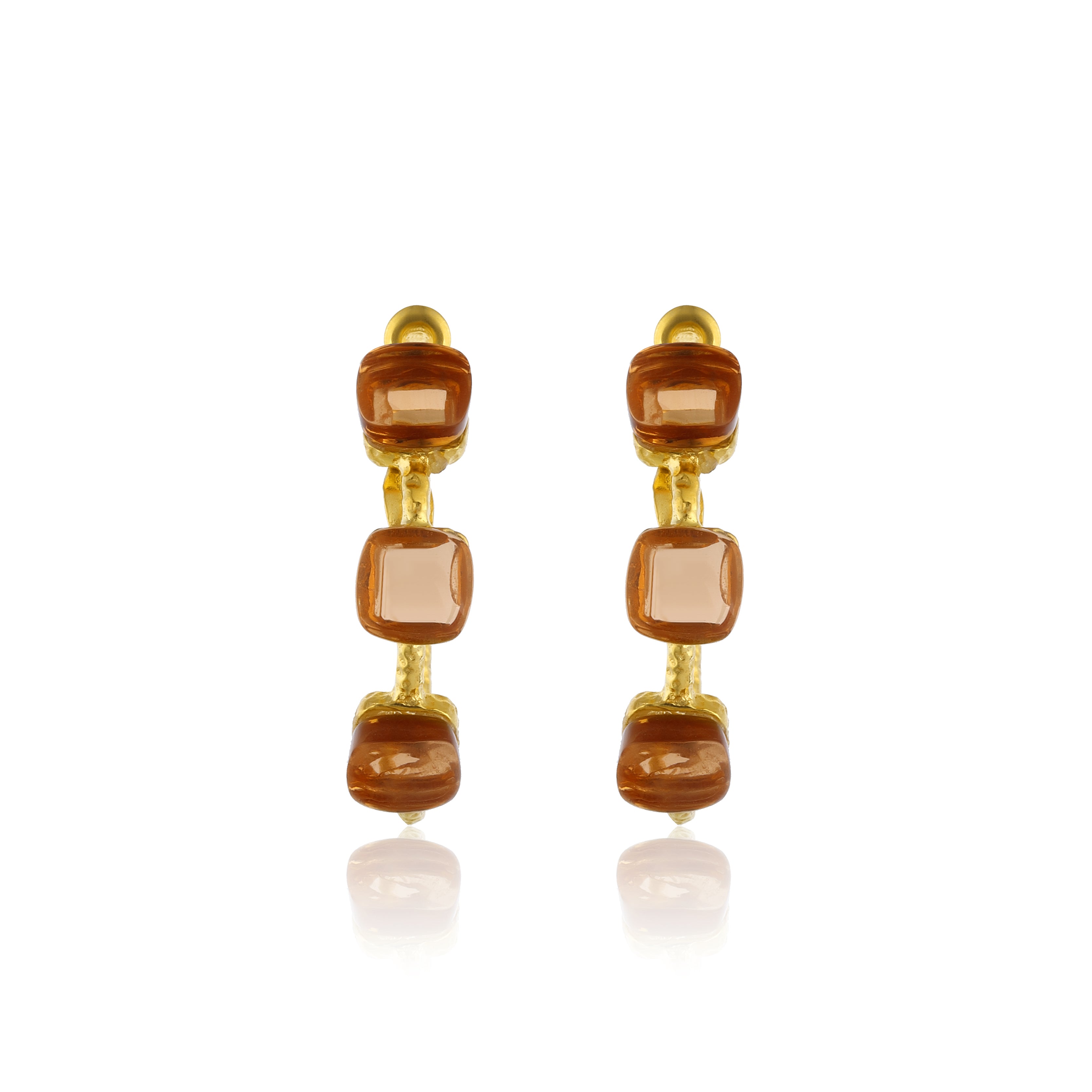 Maison Soula-Siena Hoop Earrings Coral Gold-Earrings-3-Milagron.com