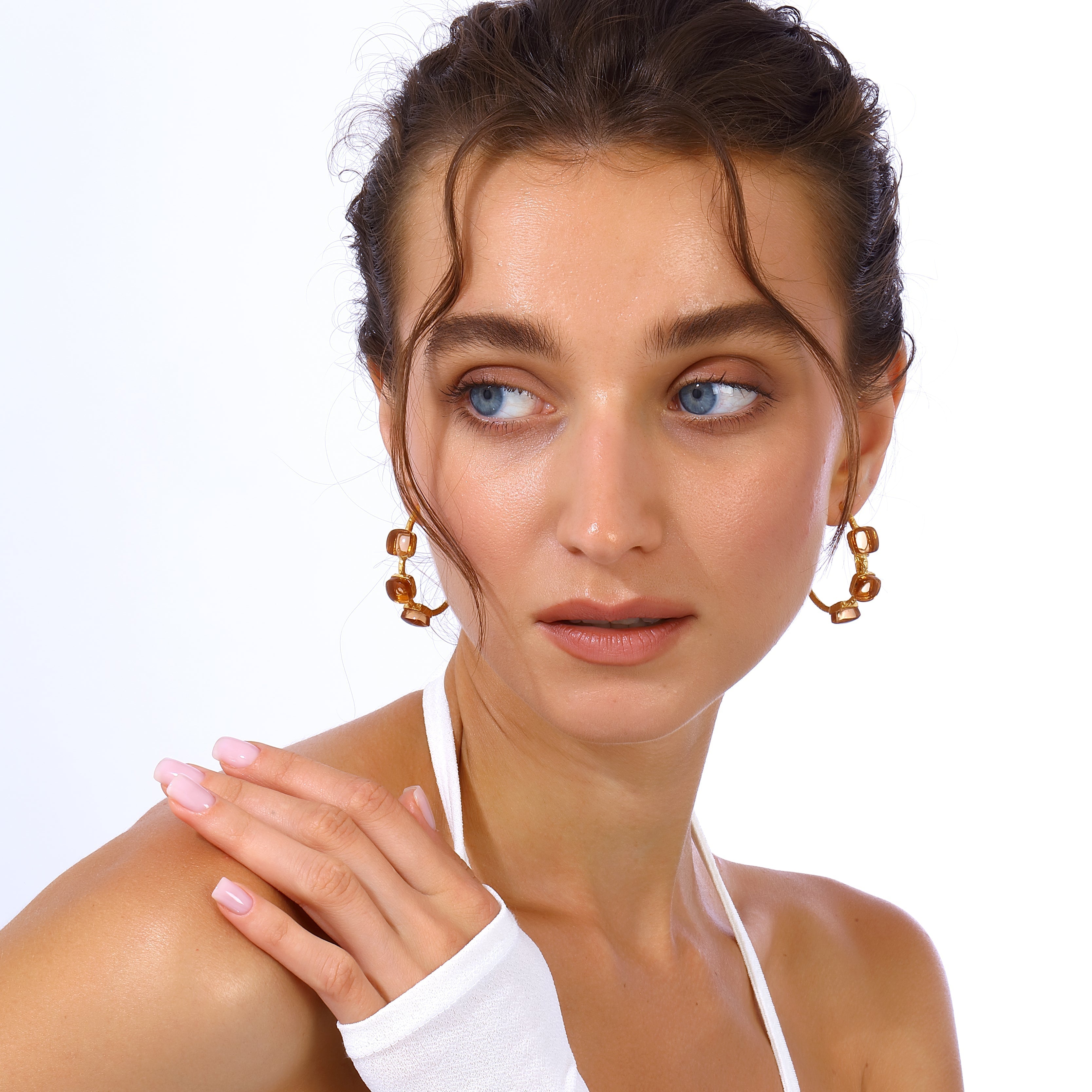 Maison Soula-Siena Hoop Earrings Coral Gold-Earrings-5-Milagron.com