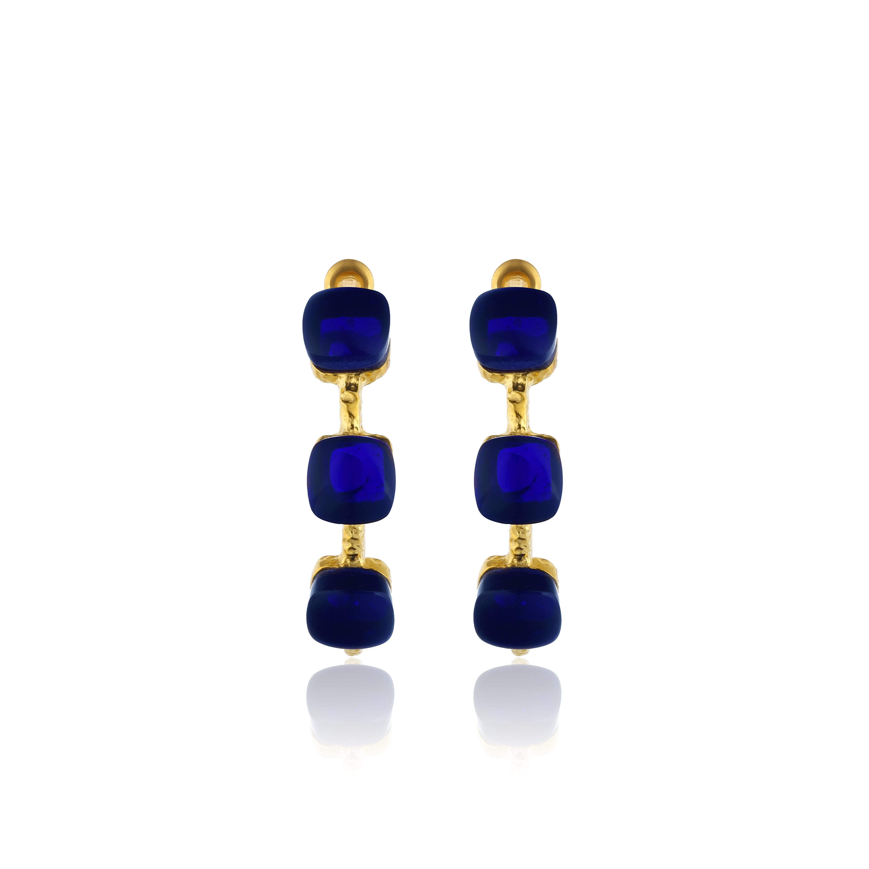 Maison Soula-Siena Hoop Earrings Matte Navy Blue-Earrings-3-Milagron.com