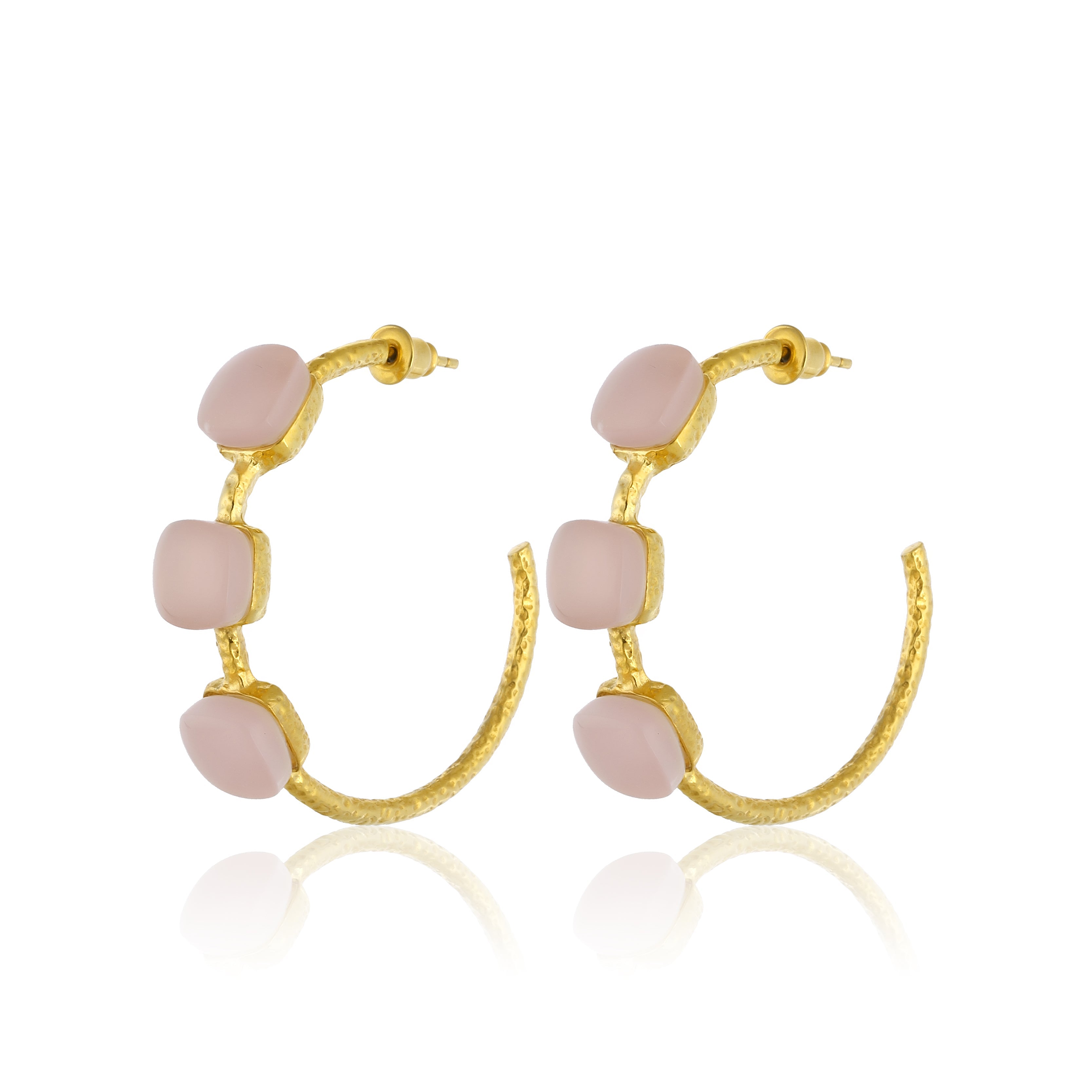 Maison Soula-Siena Hoop Earrings Matte Rose Pink-Earrings-1-Milagron.com