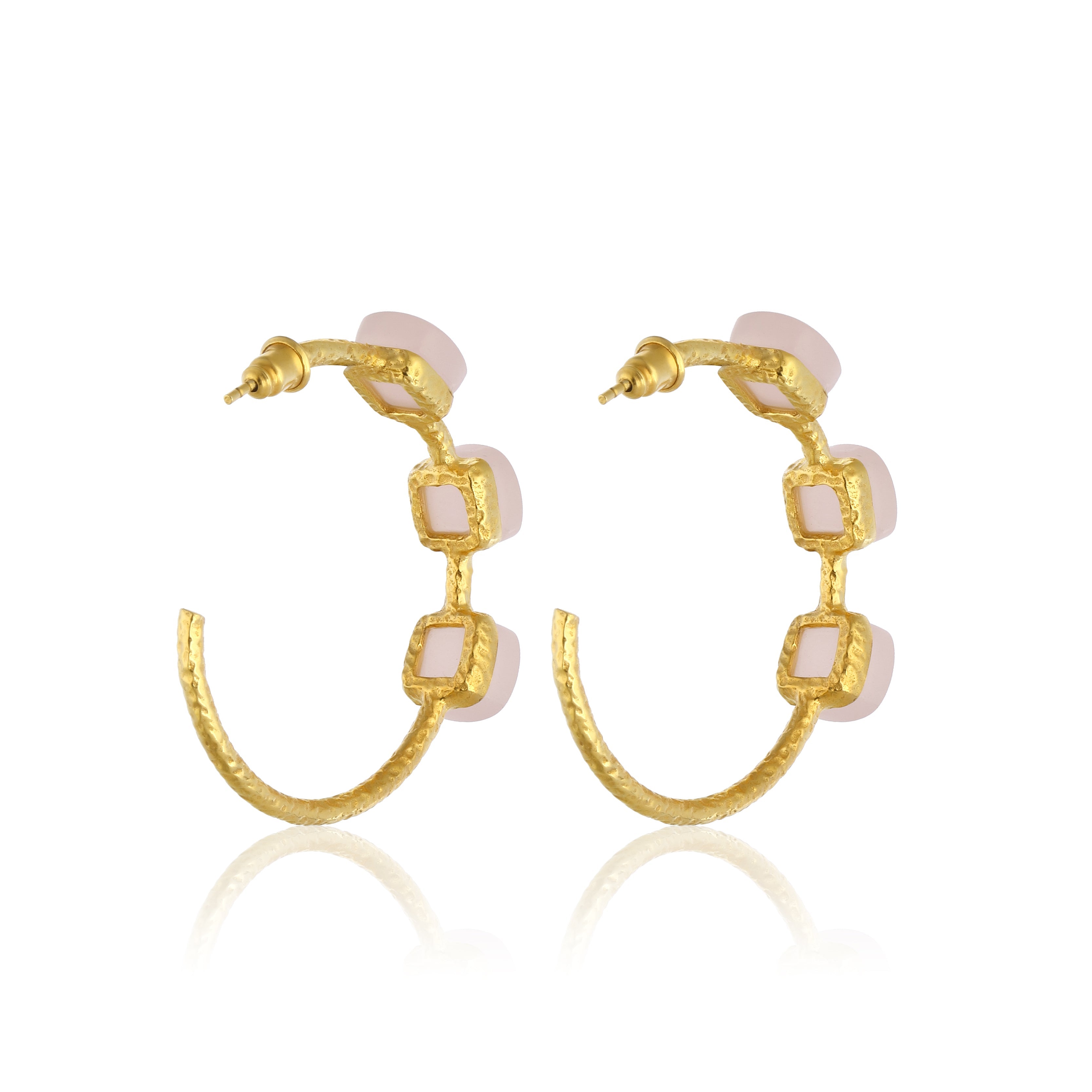 Maison Soula-Siena Hoop Earrings Matte Rose Pink-Earrings-4-Milagron.com