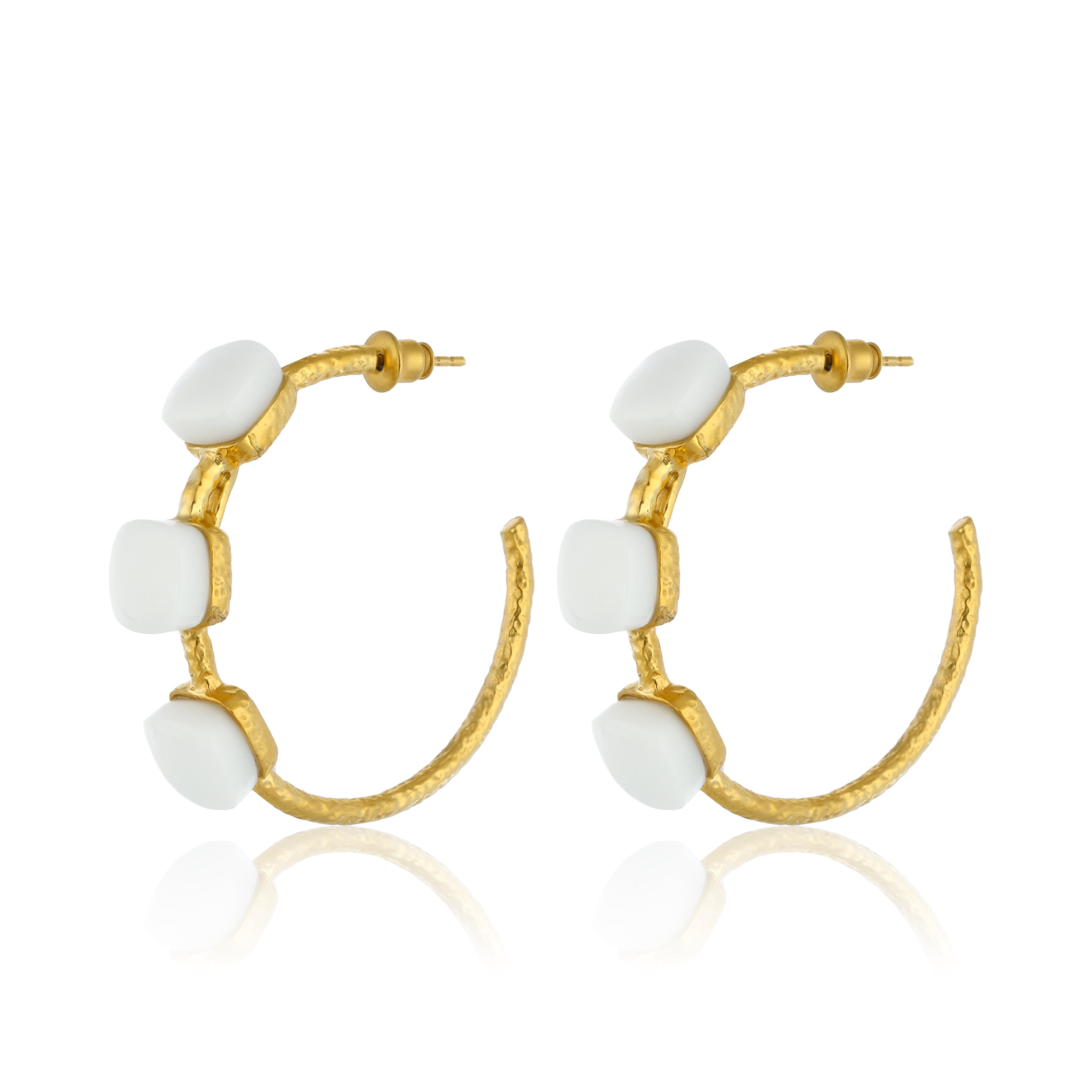 Maison Soula-Siena Hoop Earrings Matte White-Earrings-1-Milagron.com