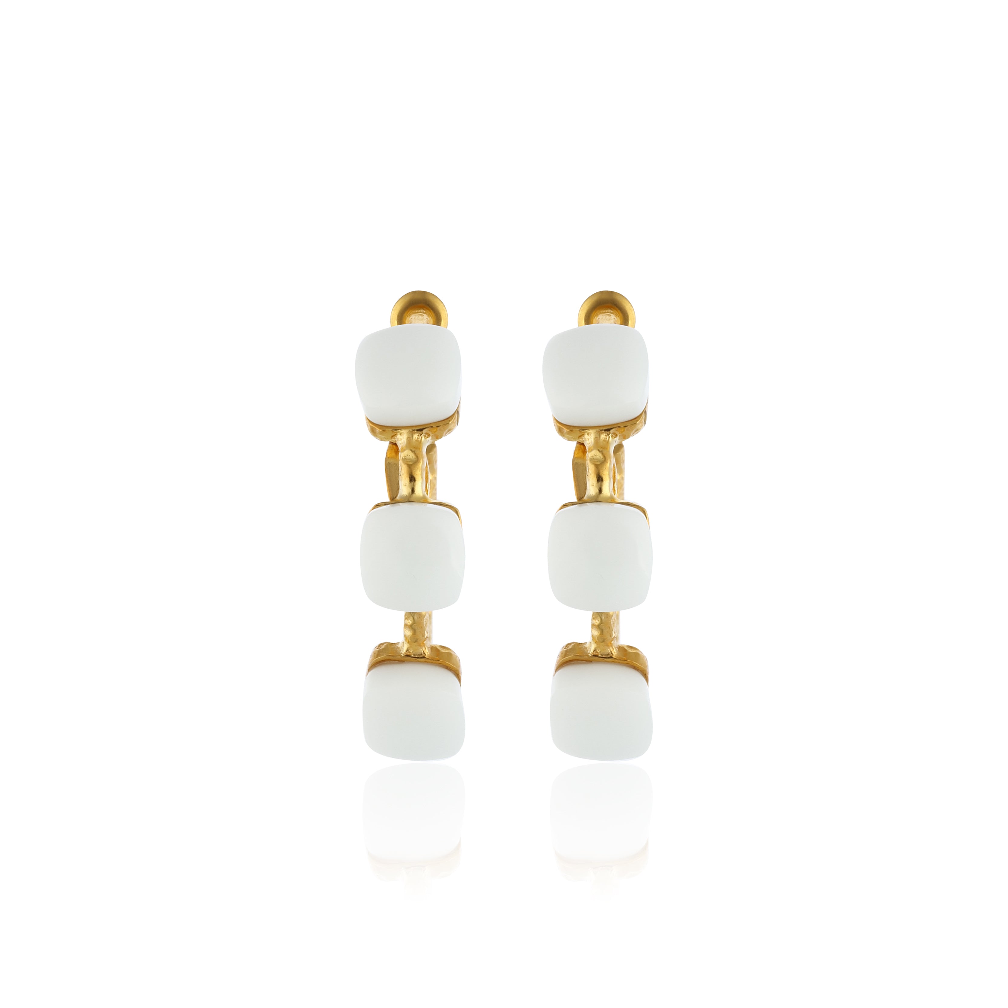 Maison Soula-Siena Hoop Earrings Matte White-Earrings-3-Milagron.com