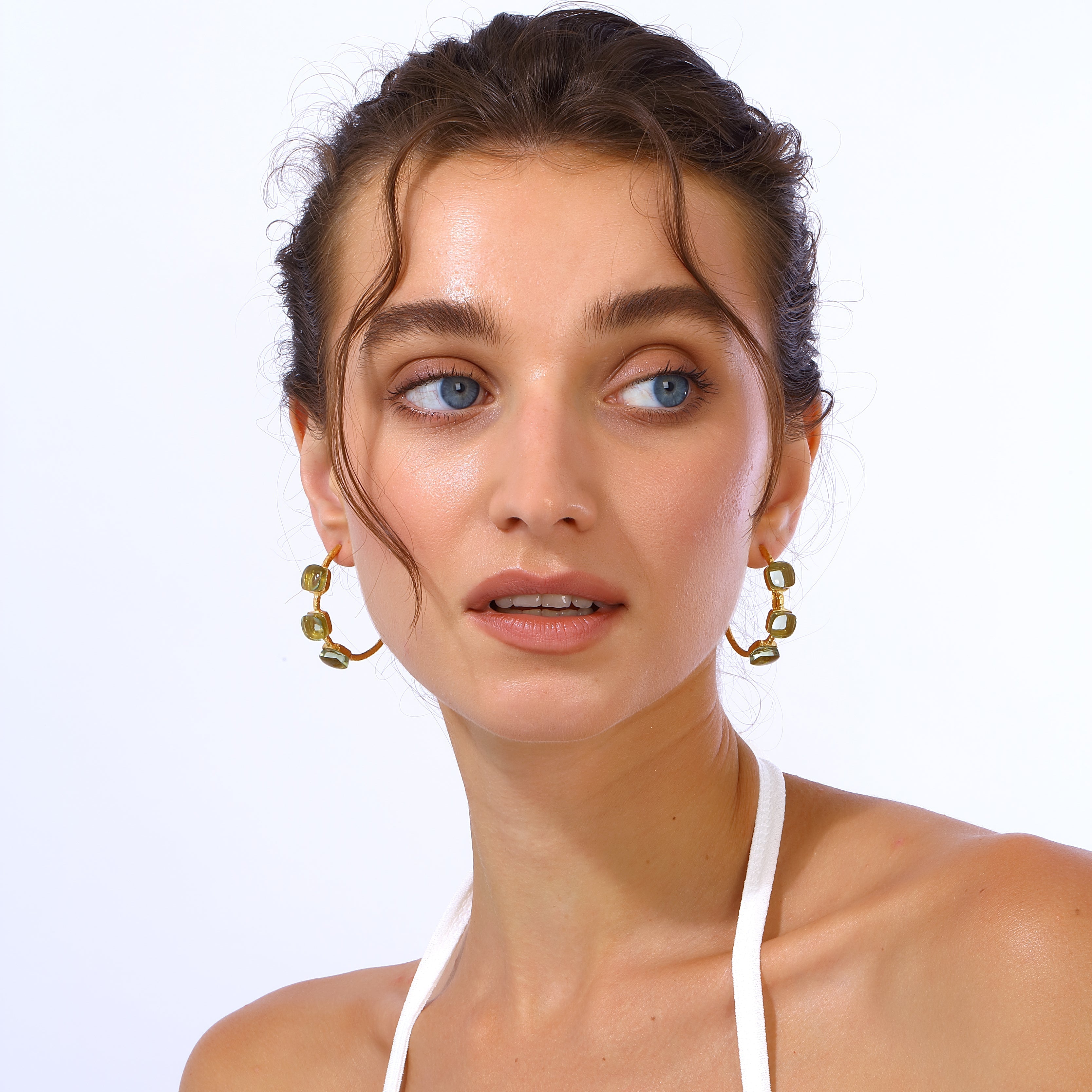 Maison Soula-Siena Hoop Earrings Olive Green-Earrings-5-Milagron.com