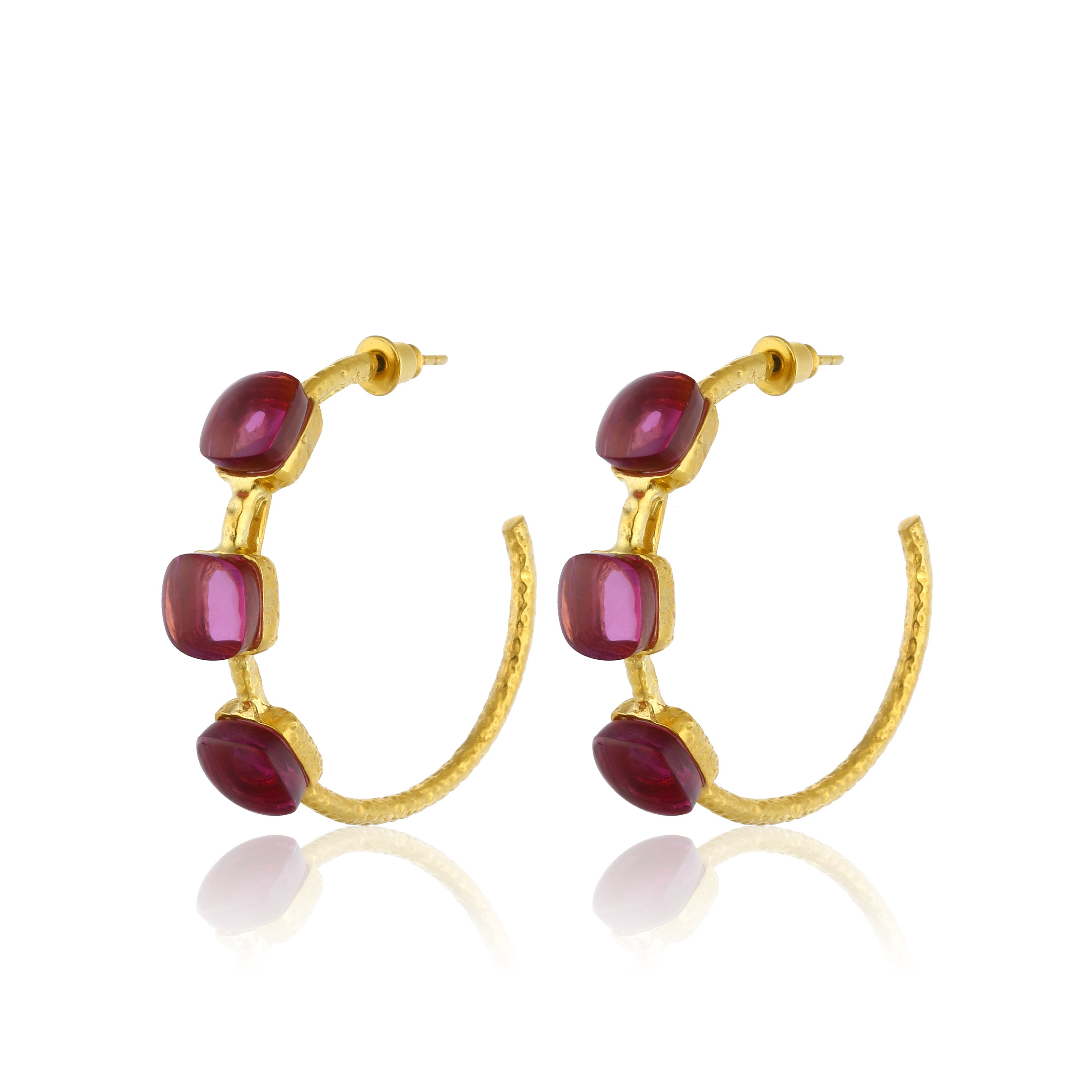 Maison Soula-Siena Hoop Earrings Ruby Pink-Earrings-1-Milagron.com