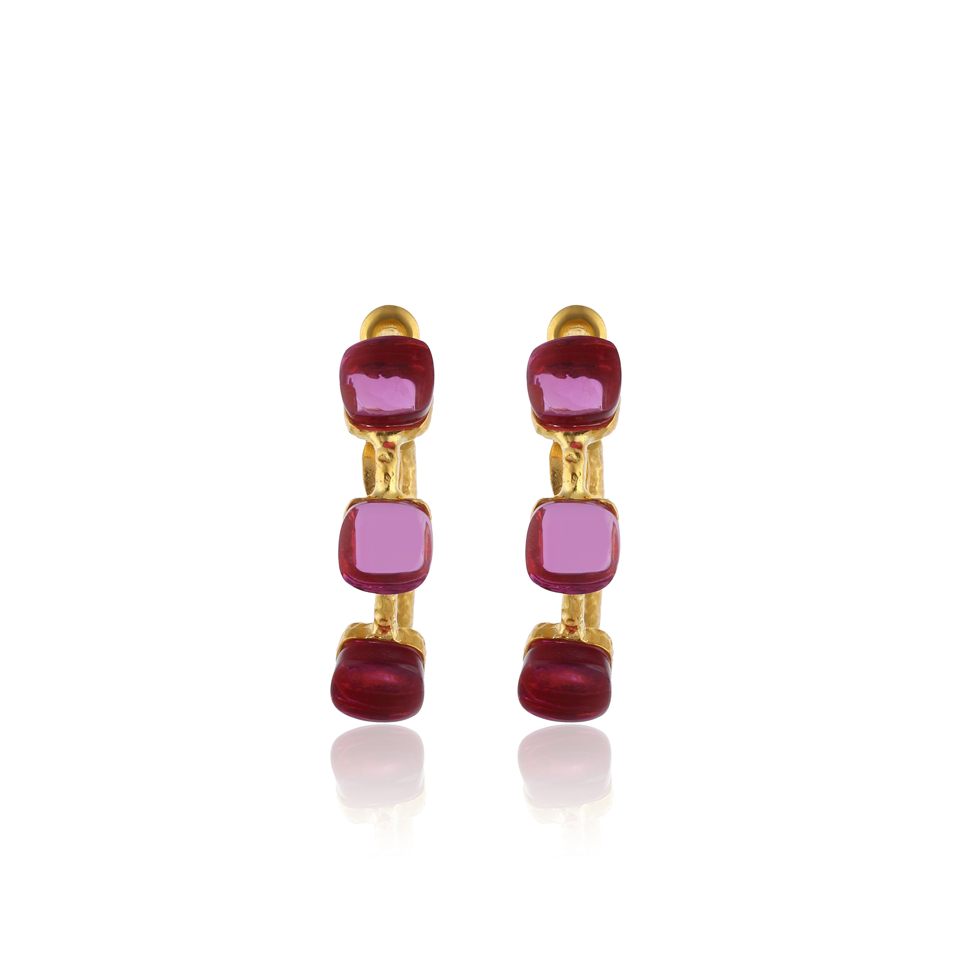 Maison Soula-Siena Hoop Earrings Ruby Pink-Earrings-3-Milagron.com