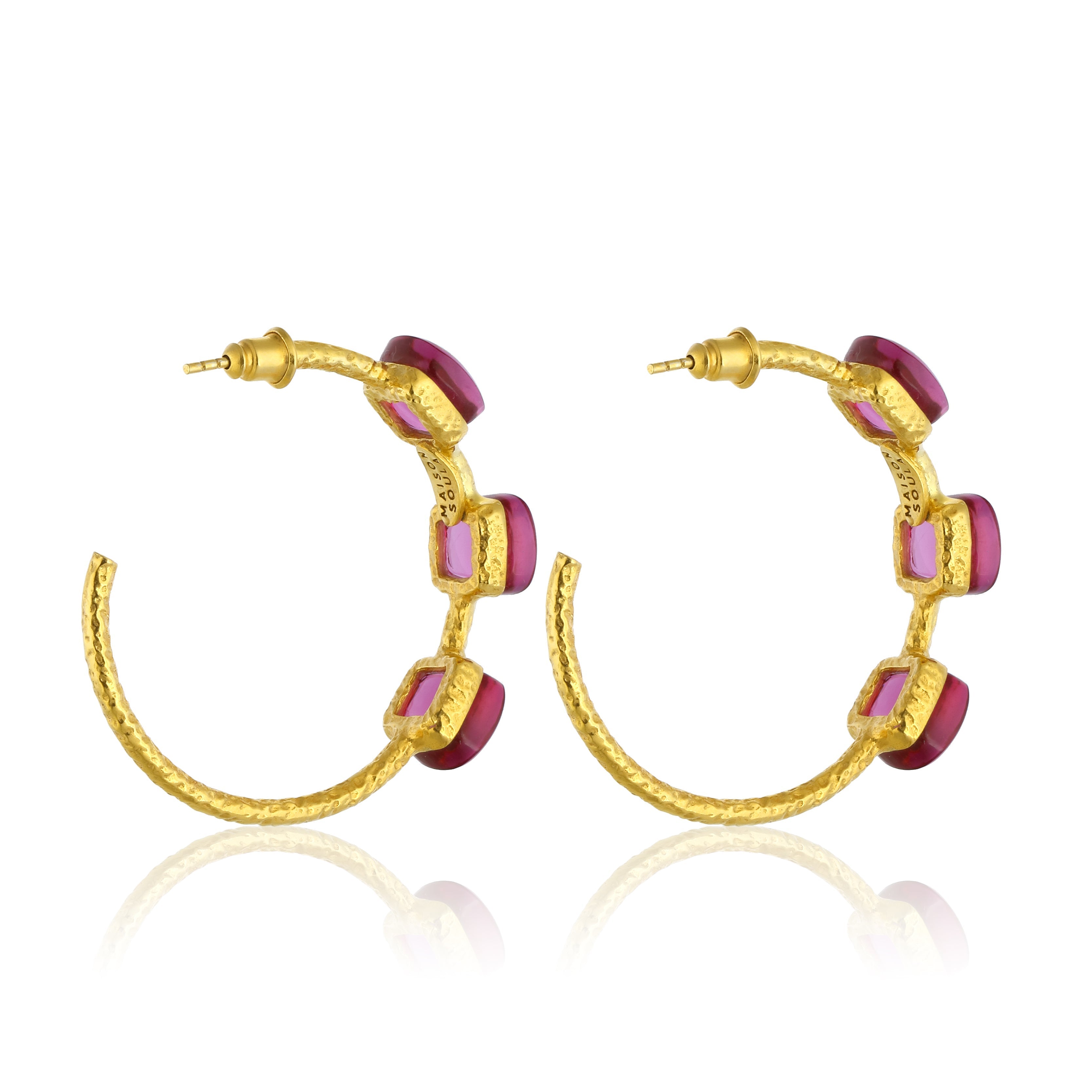 Maison Soula-Siena Hoop Earrings Ruby Pink-Earrings-4-Milagron.com