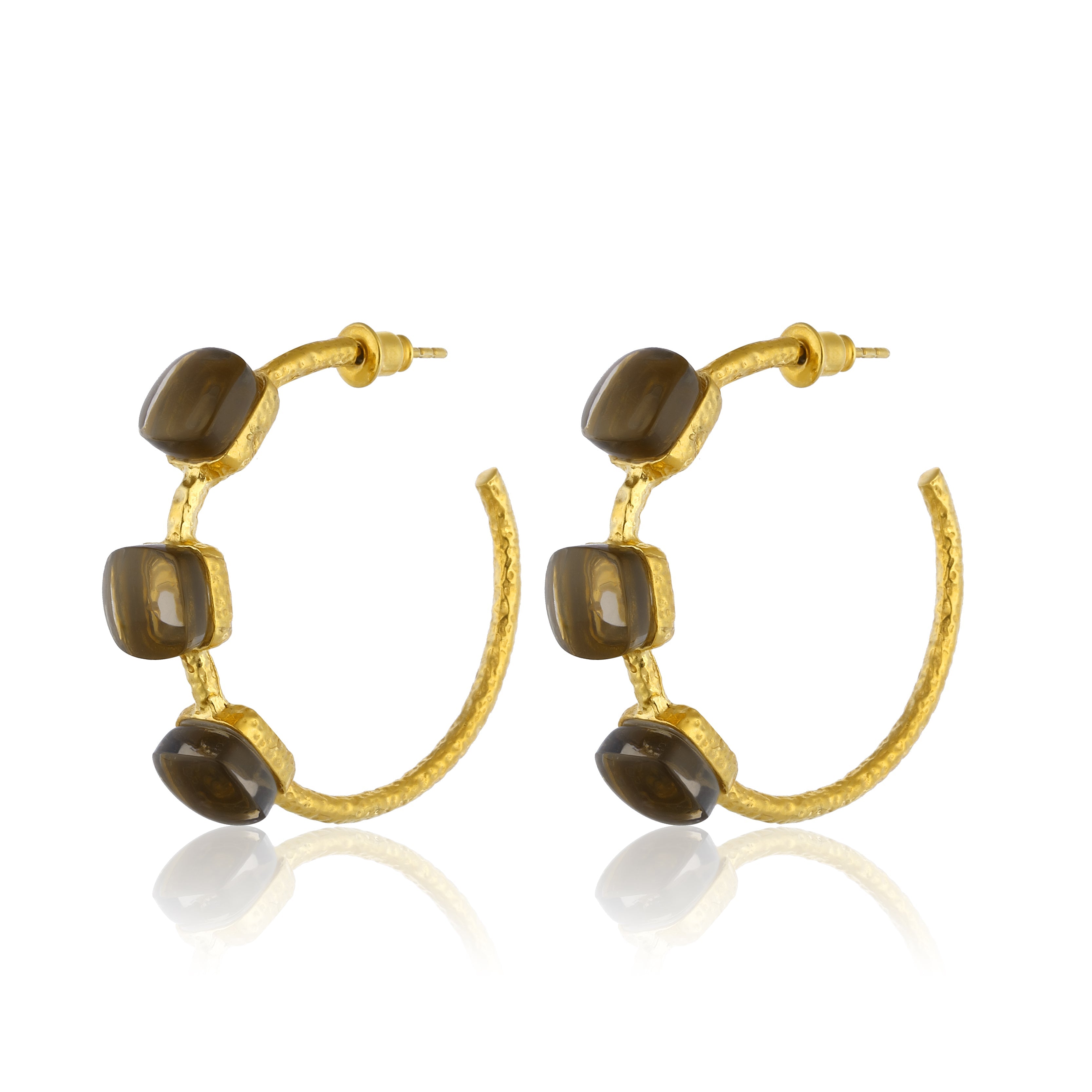Maison Soula-Siena Hoop Earrings Smokey Anthracite-Earrings-1-Milagron.com